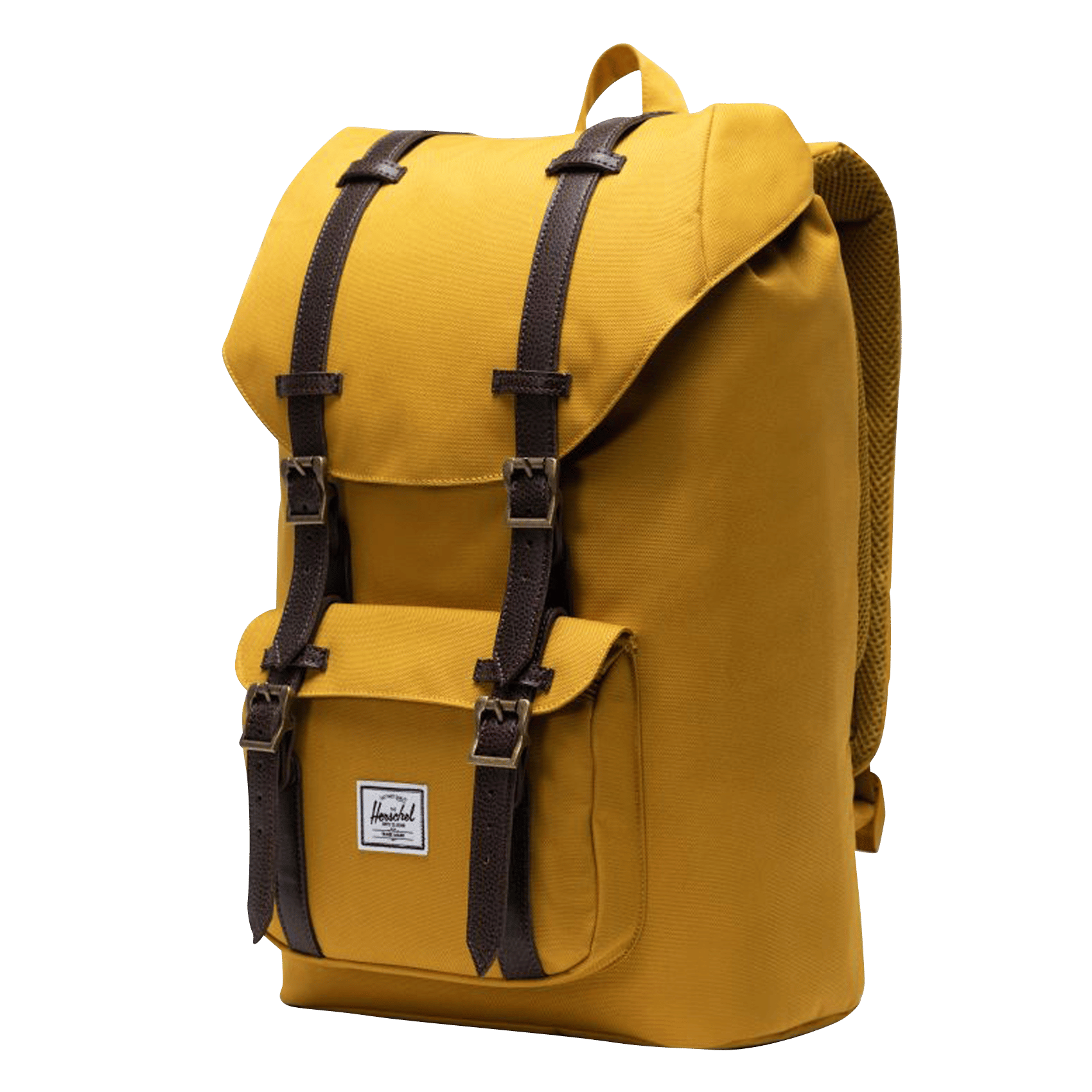 yellow canvas backpack