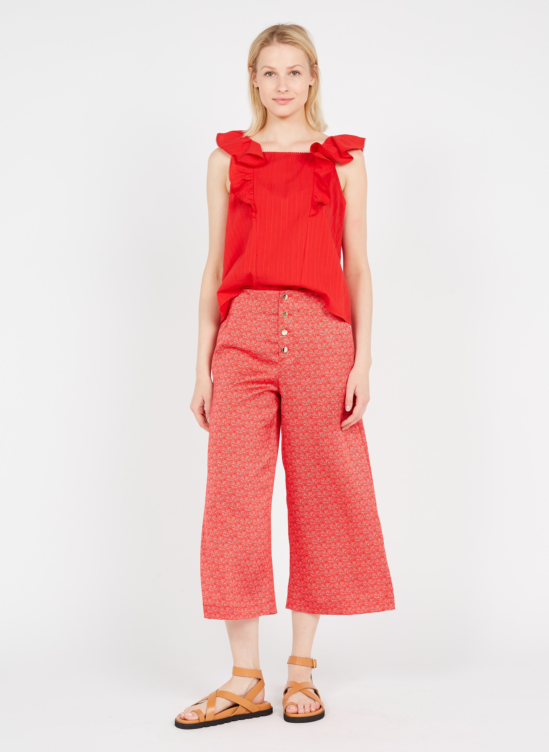 Printed Wide-leg Pants Rouge 