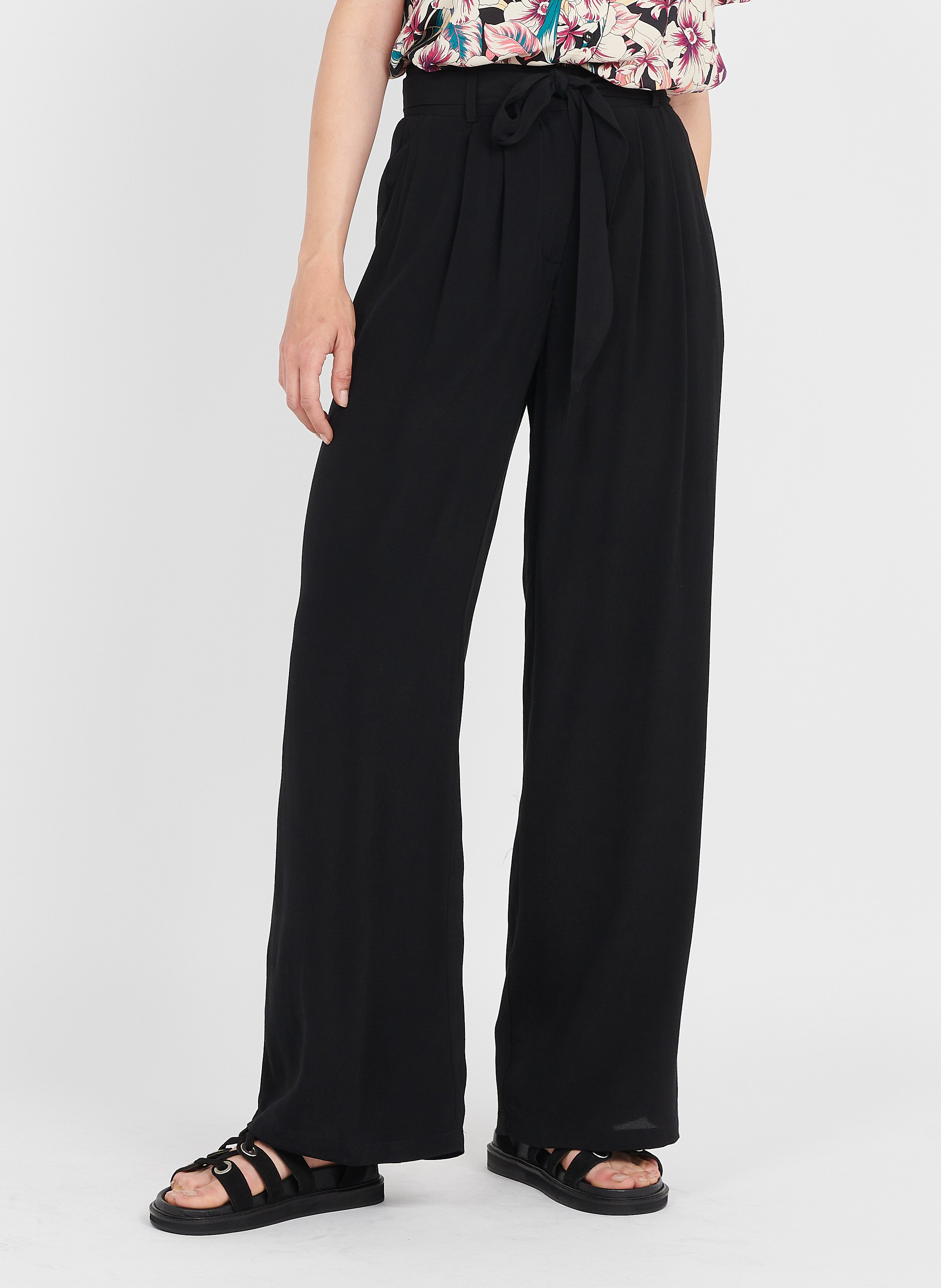 Sale High-waisted Wide-leg Pants Noir 
