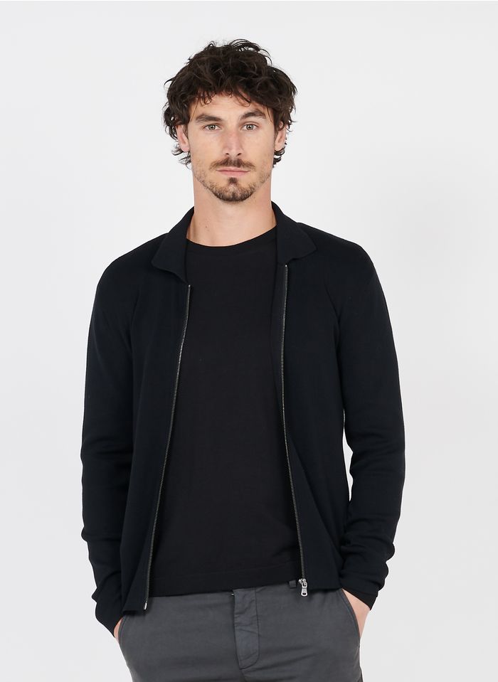 IKKS Black Regular-fit cotton-blend cardigan with classic collar