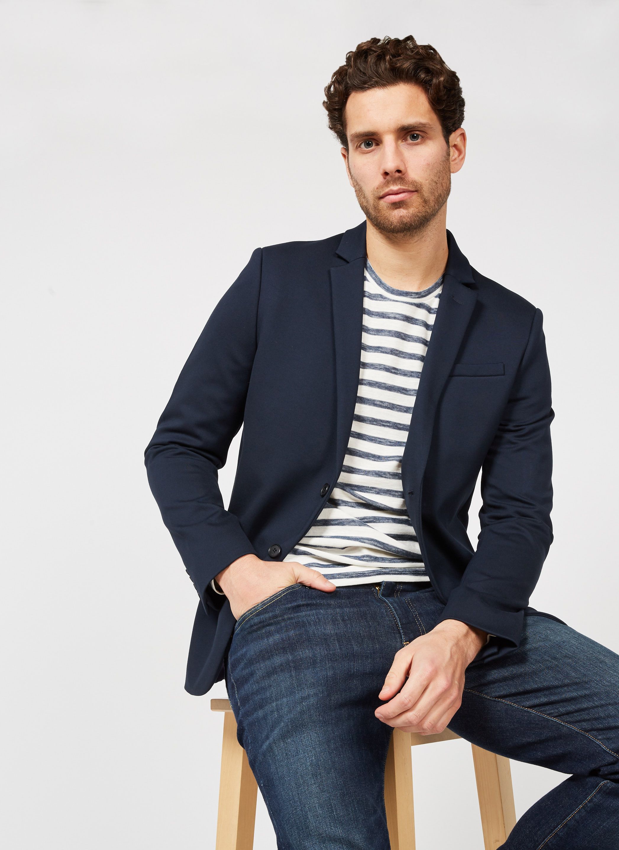 Regular fit Jacket With Tailored Collar Marine Ikks Men Place