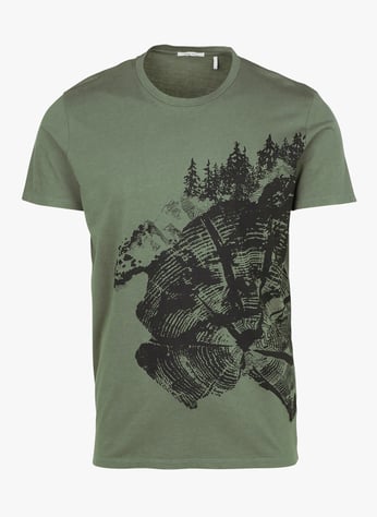 Regular-fit Round-neck Cotton T-shirt With Screen Print Vert Sauge Ikks - Men | Place des Tendances Regular-fit Round-neck Cotton T-shirt With Screen Print Vert Sauge Ikks - Men | Place des Tendances