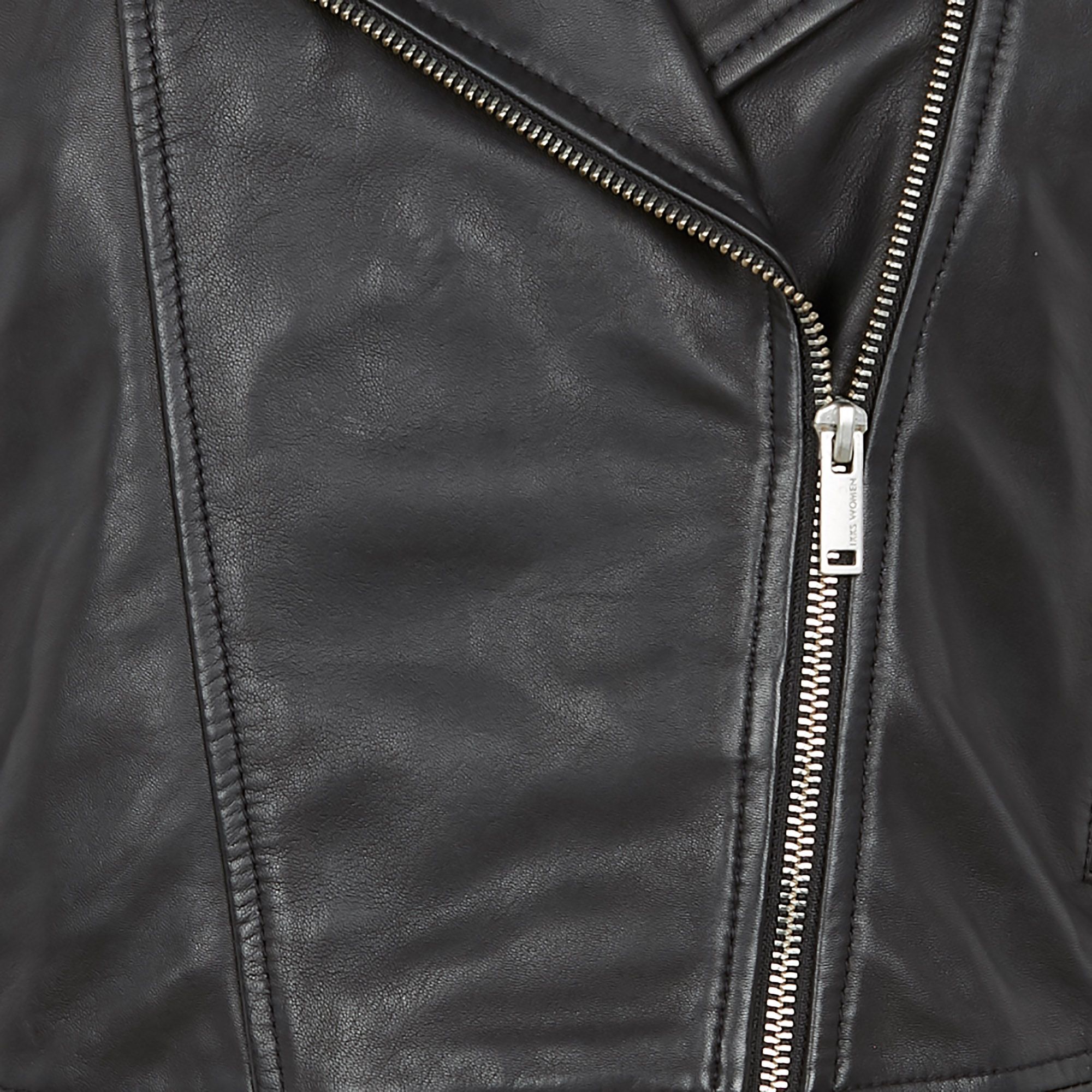 Black Short zip up leather jacket