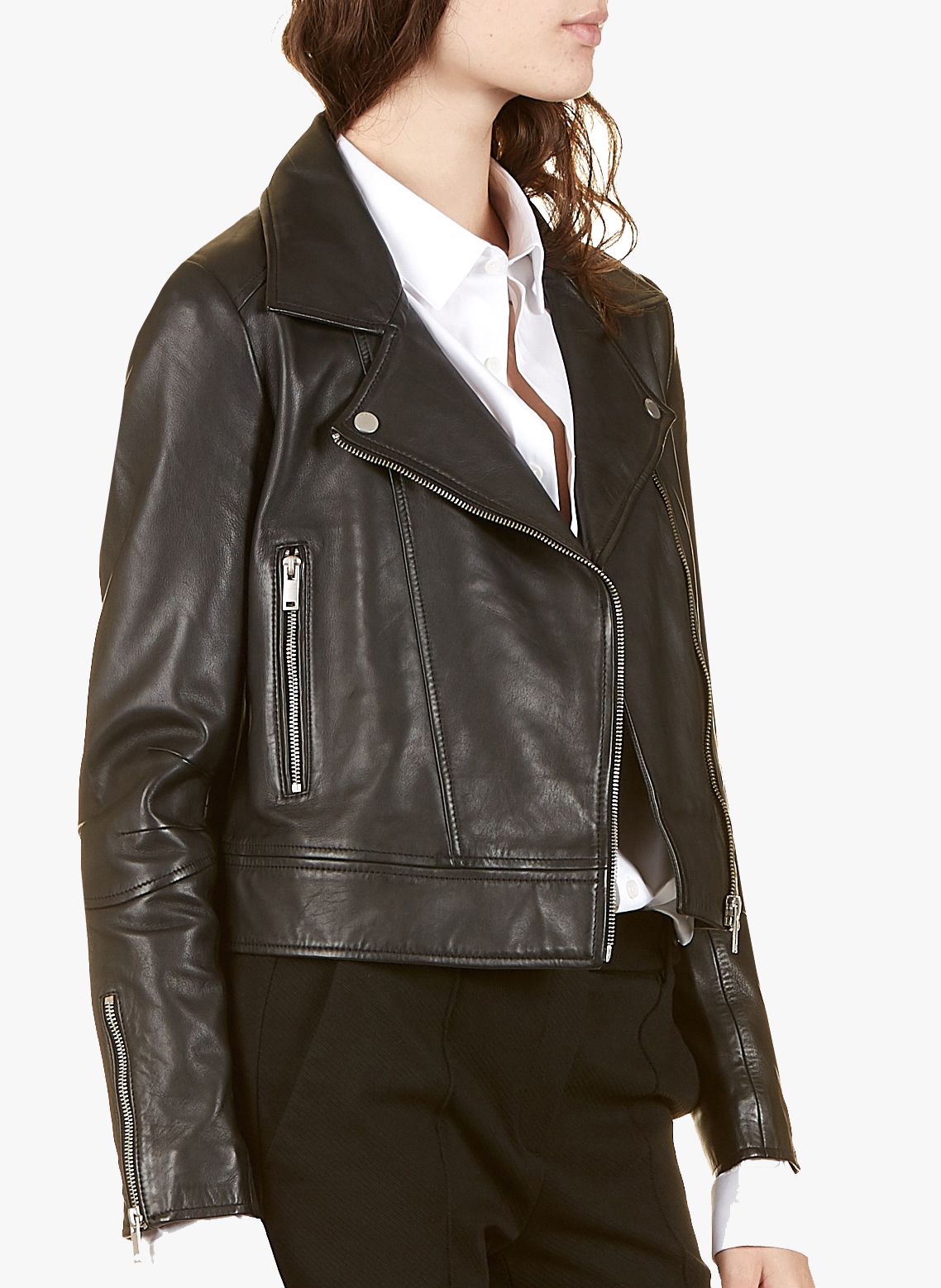 Black Short zip up leather jacket