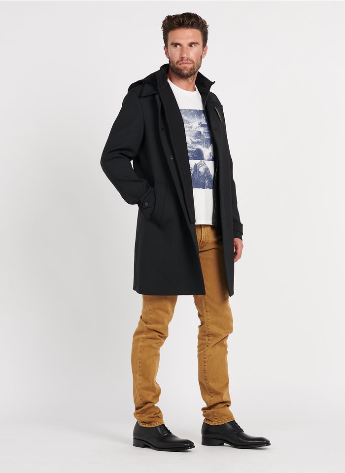 IKKS Black Slim-fit hooded trench coat