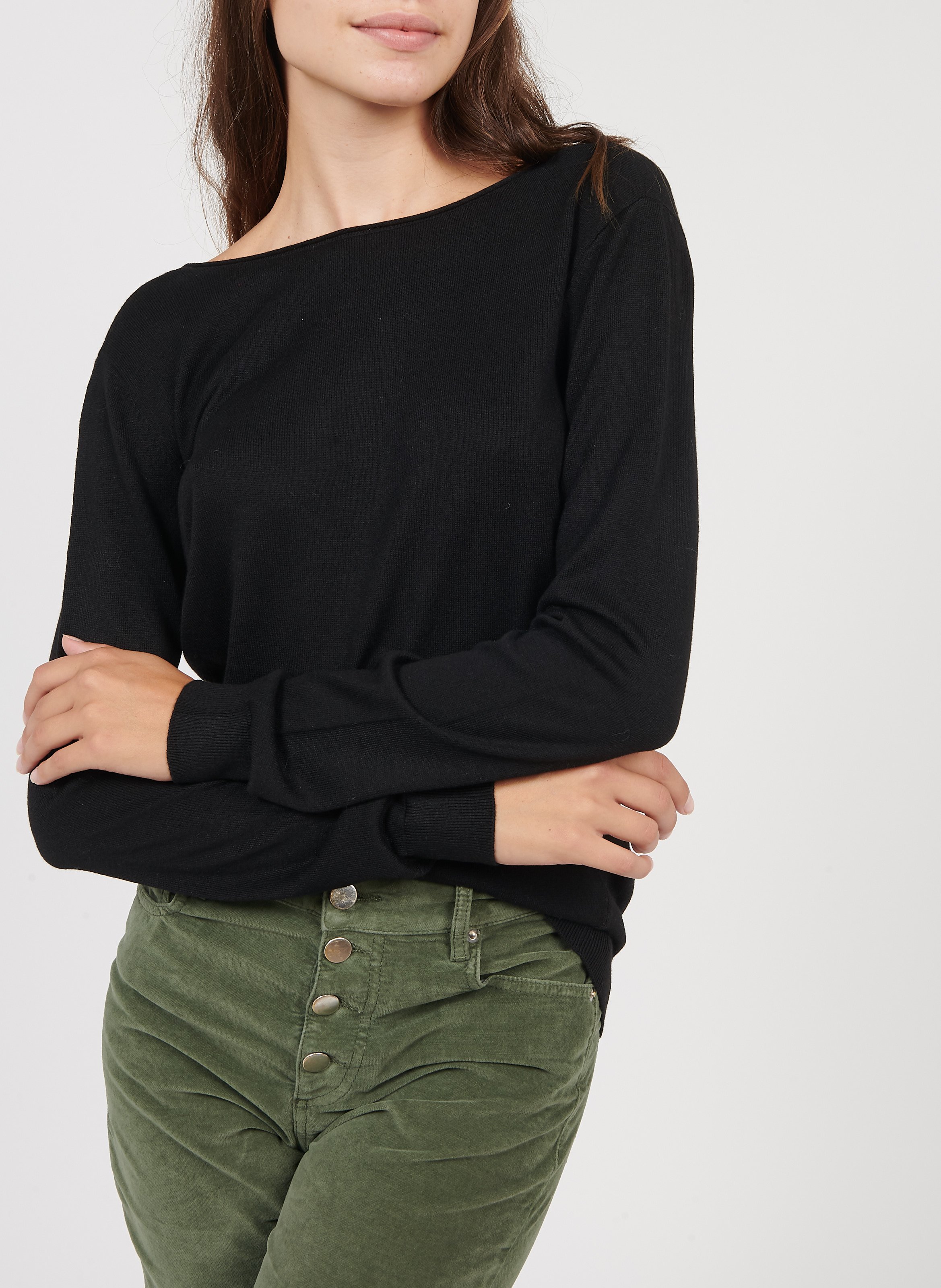 Low-cut V-neck Back Noir Ikks - Women 