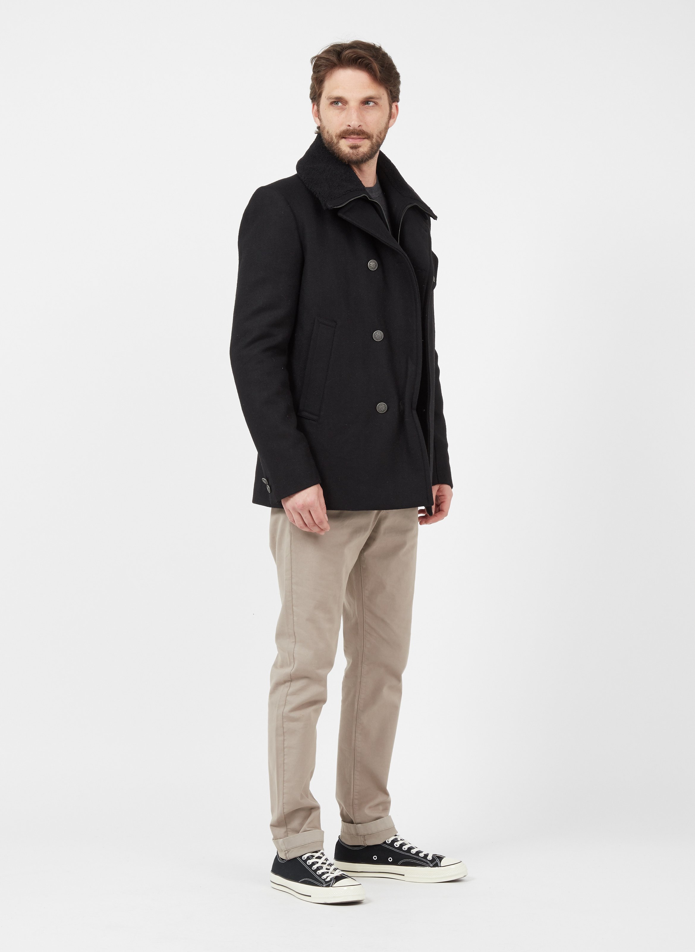 reefer jacket mens black