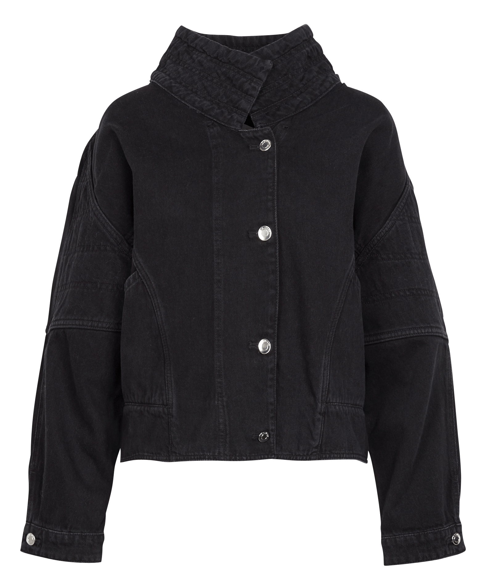 High-neck Denim Jacket Black Stone Iro 