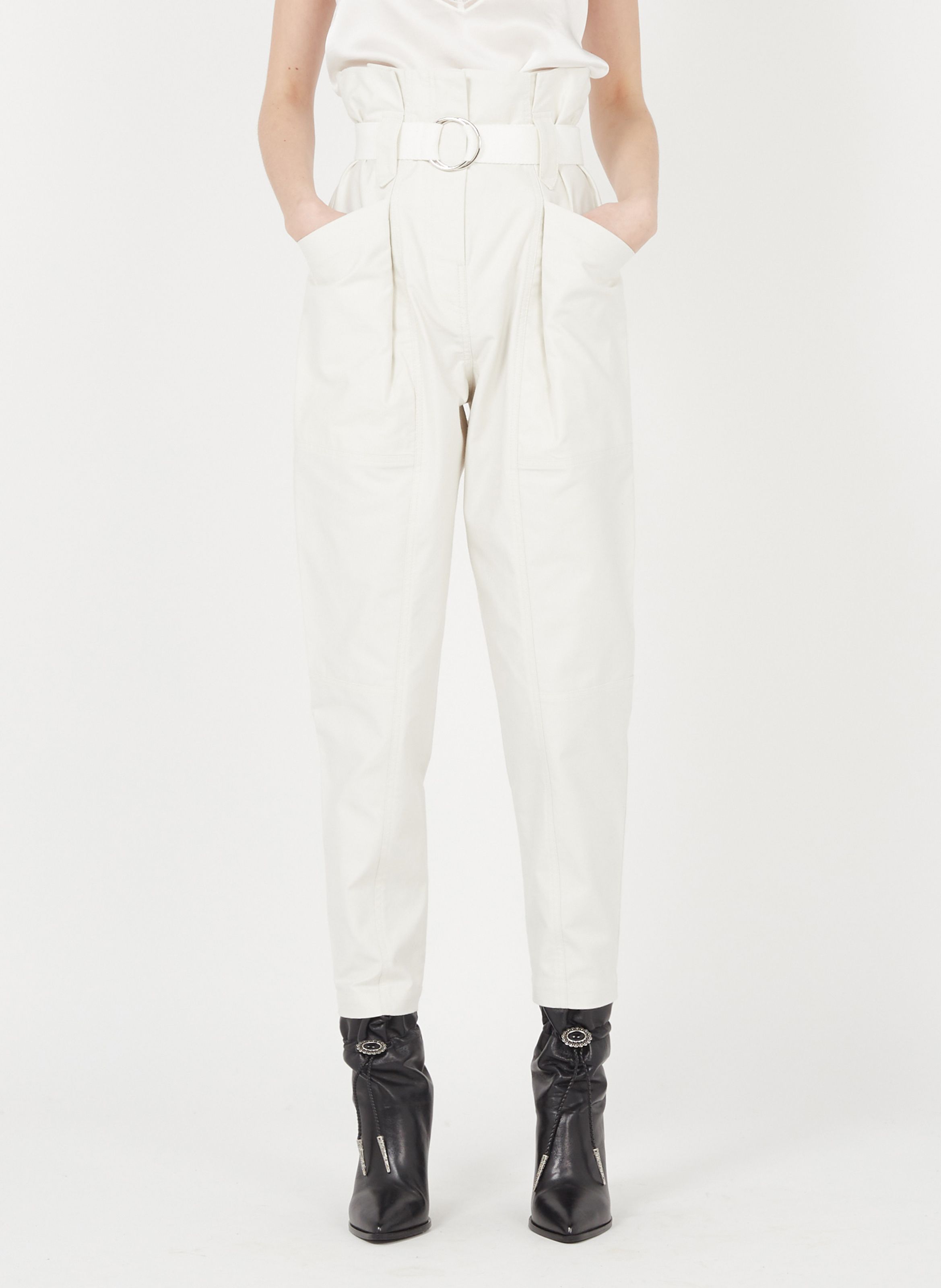 high waisted white cargo pants