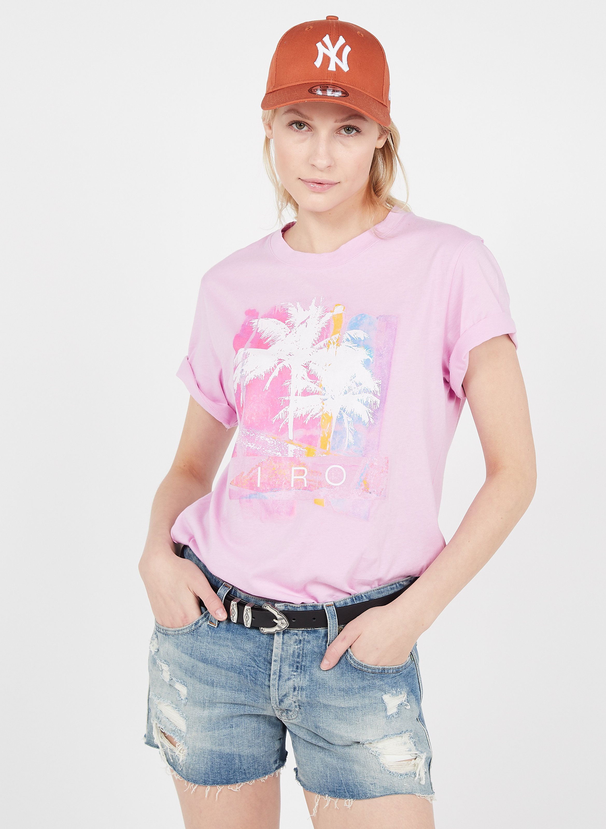 Sale Round-neck Cotton T-shirt Pink Iro 