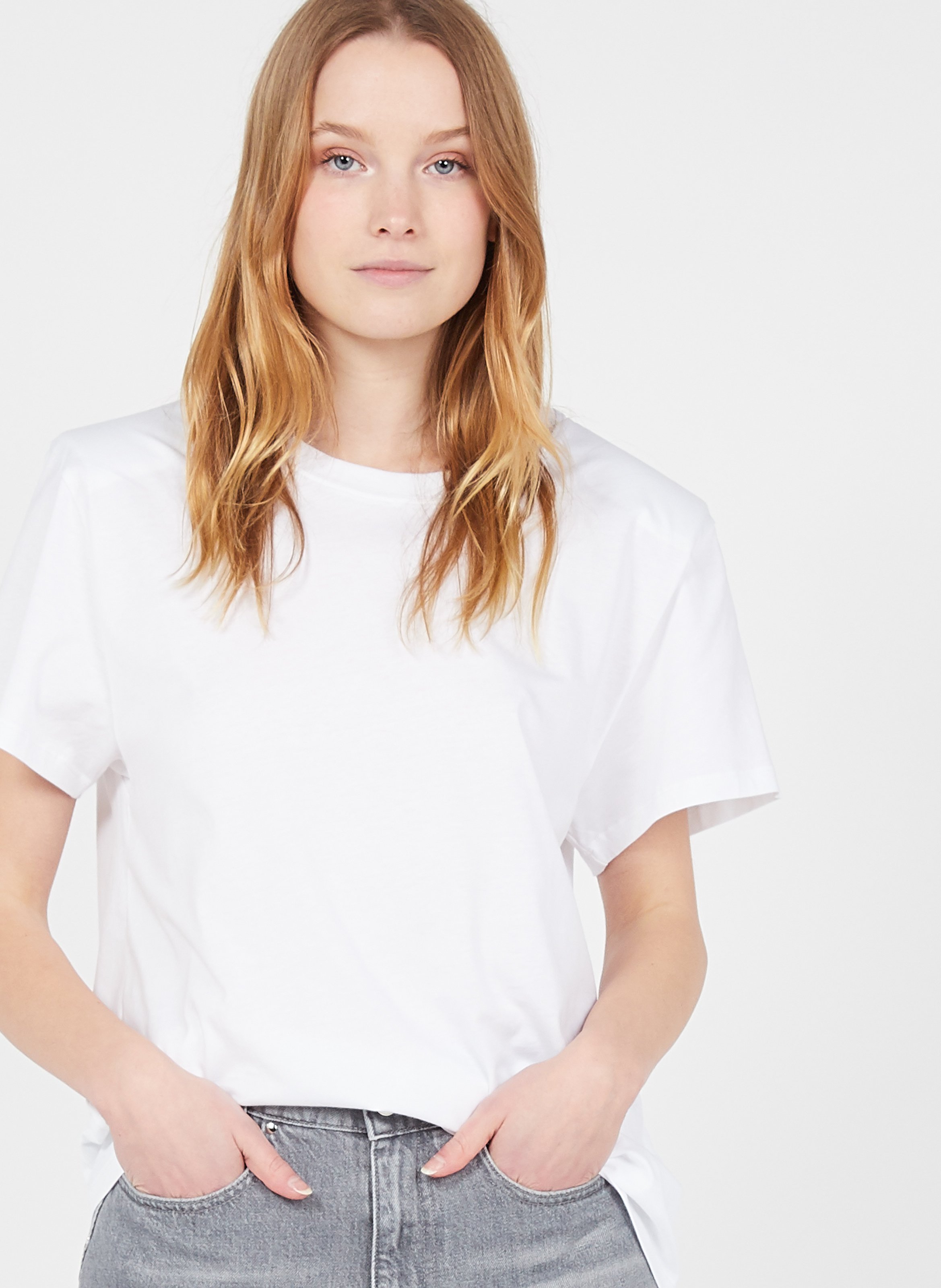 Sale Round-neck Cotton T-shirt White 