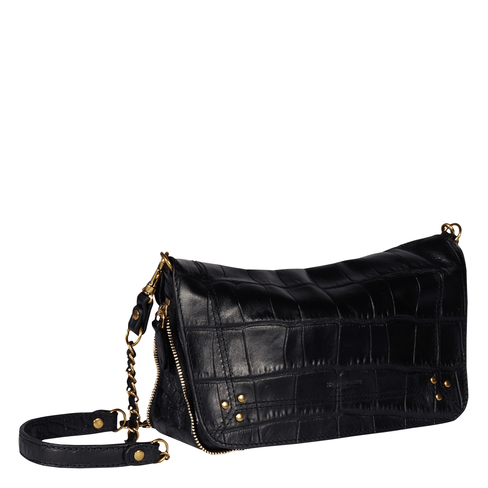 black croc shoulder bag