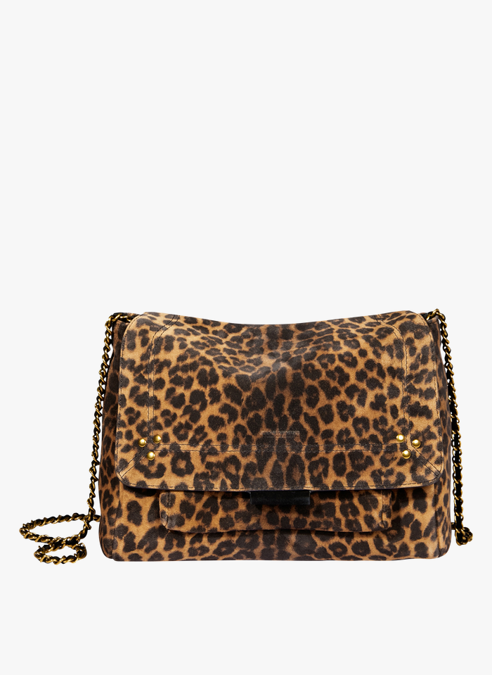 JEROME DREYFUSS Brown Leopard print leather flap bag