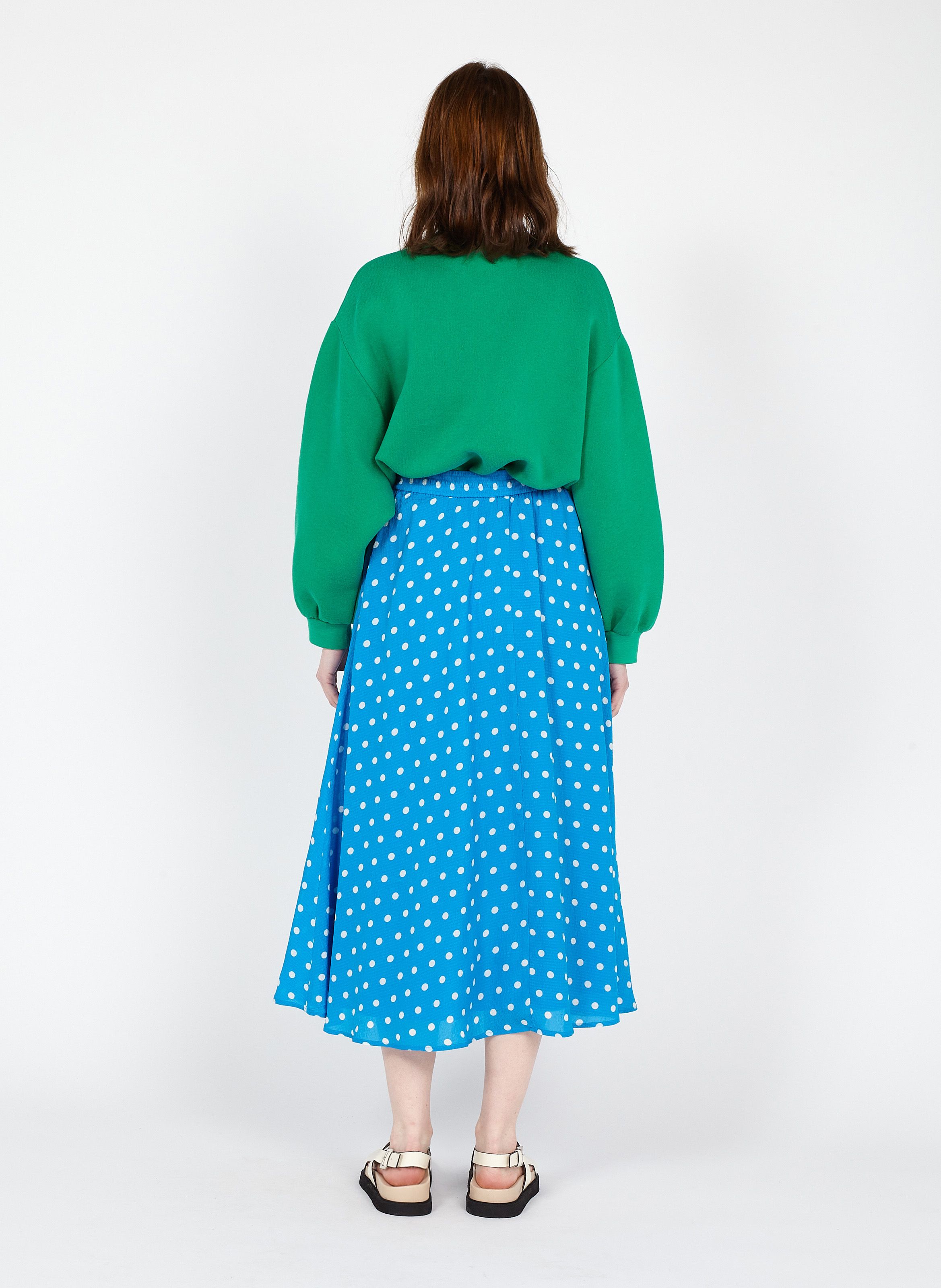 spotty midi skirt