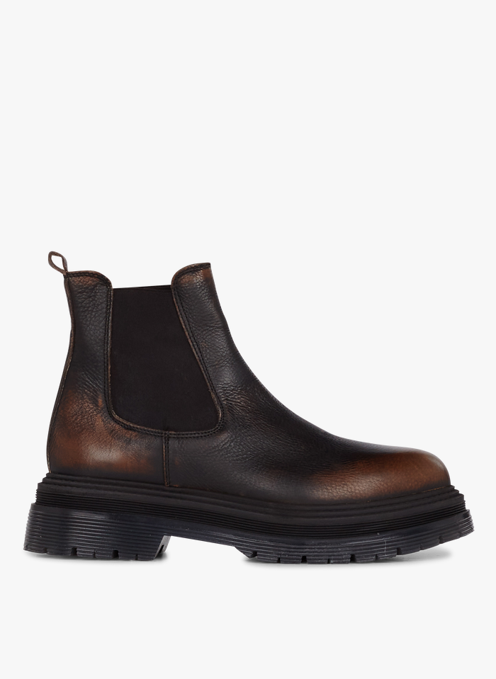 JONAK Brown Heeled faded leather Chelsea boots