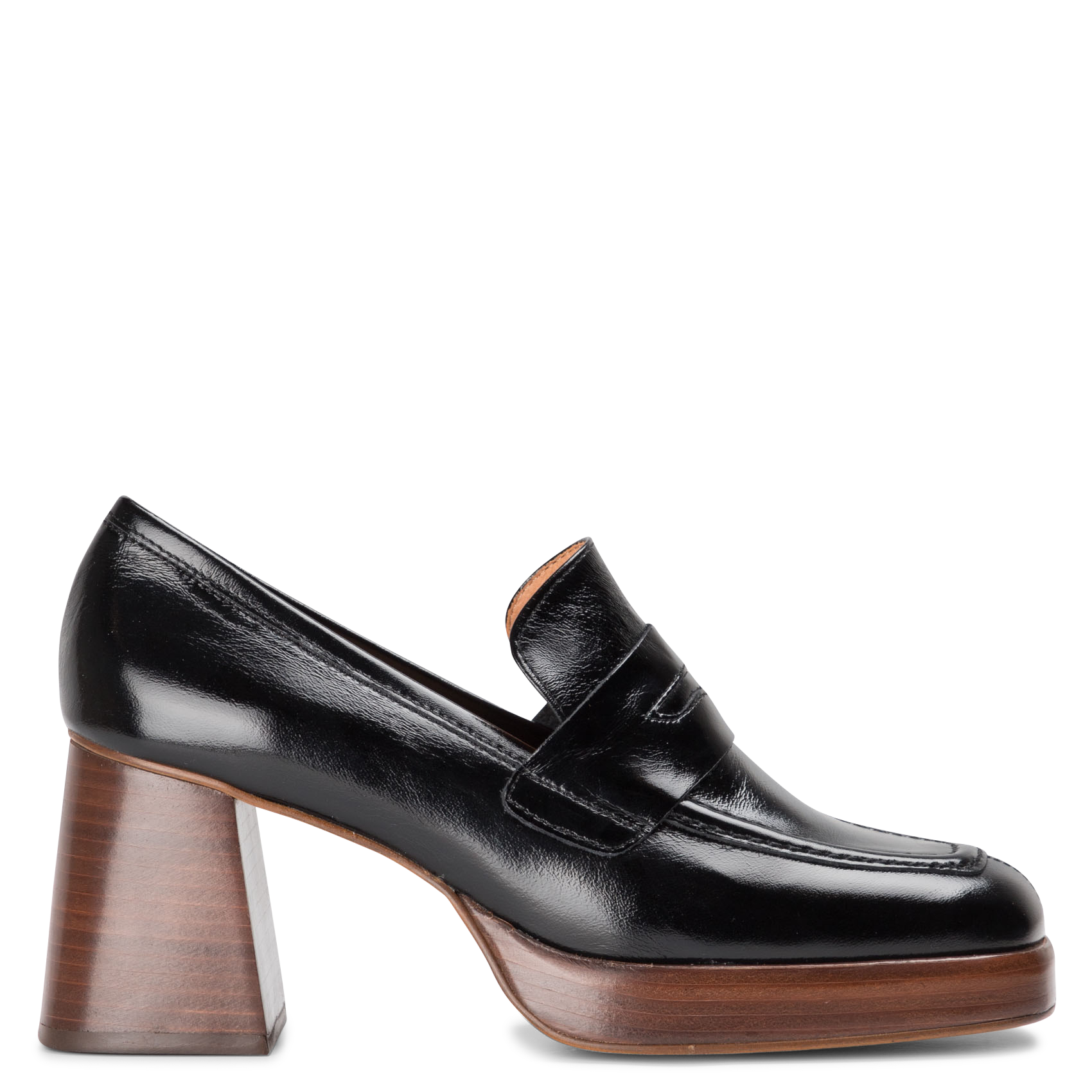 patent heeled loafers