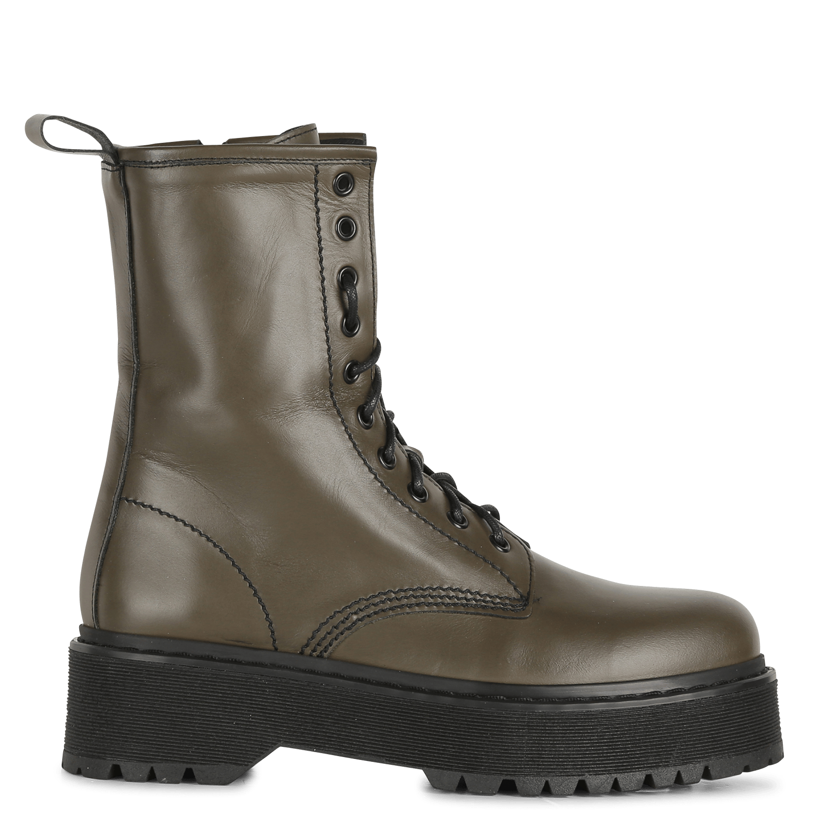 Lace-up Leather Ankle Boots Kaki Jonak - Women | Place des Tendances