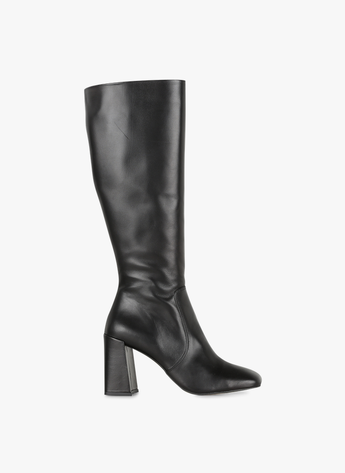 JONAK Black Leather boots with square toe