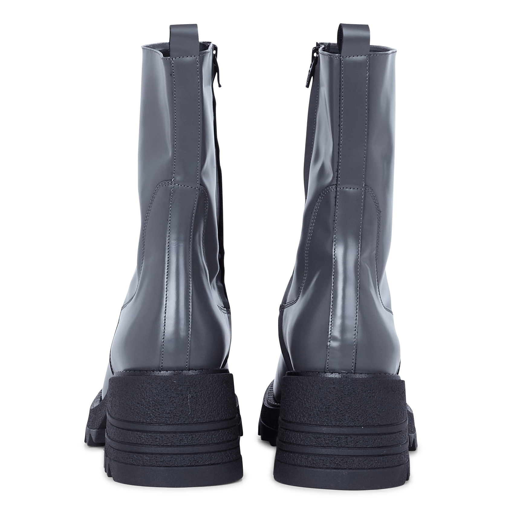 Leather Mid-calf Boots With Lugged Soles Anthracite Jonak - Women | Place  des Tendances