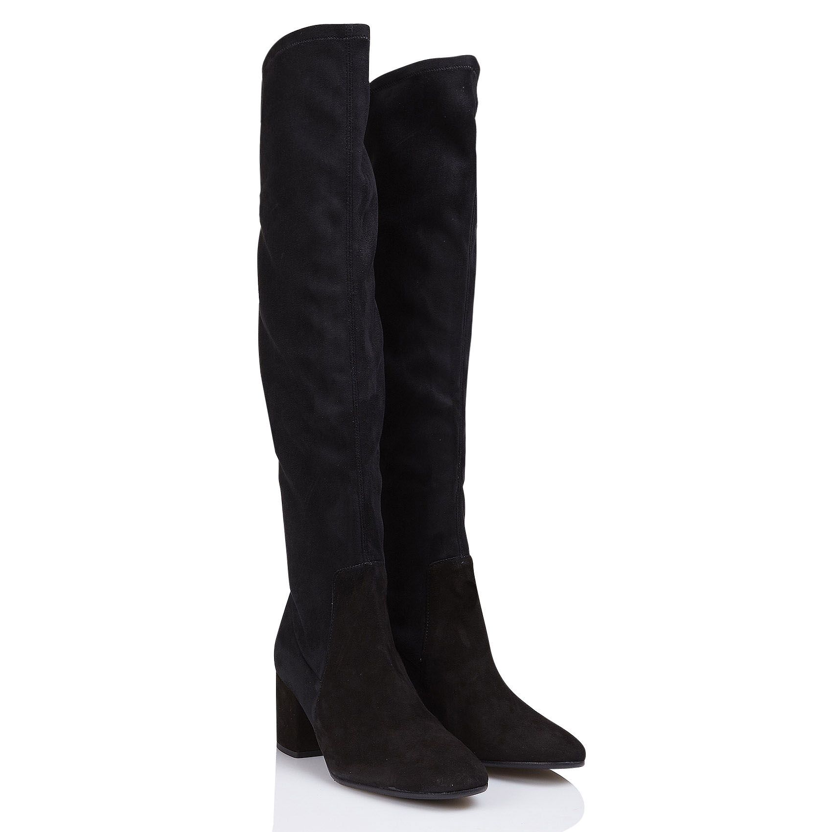 Suede Thigh high Boots With Heel Noir Jonak Women Place des