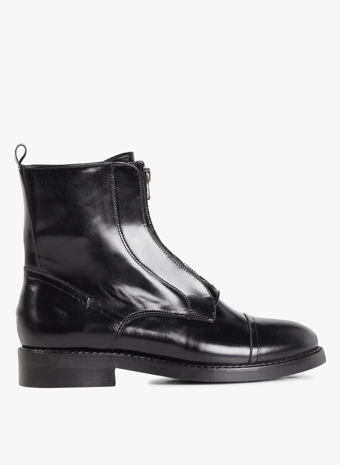 JONAK Black Zip-up leather mid-calf boots