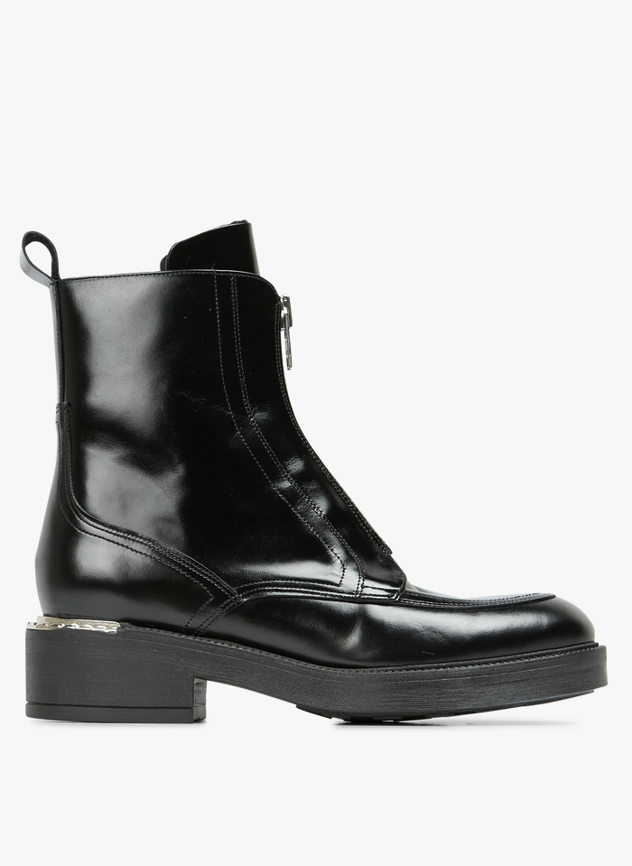 JONAK Black Zippered leather ankle boots
