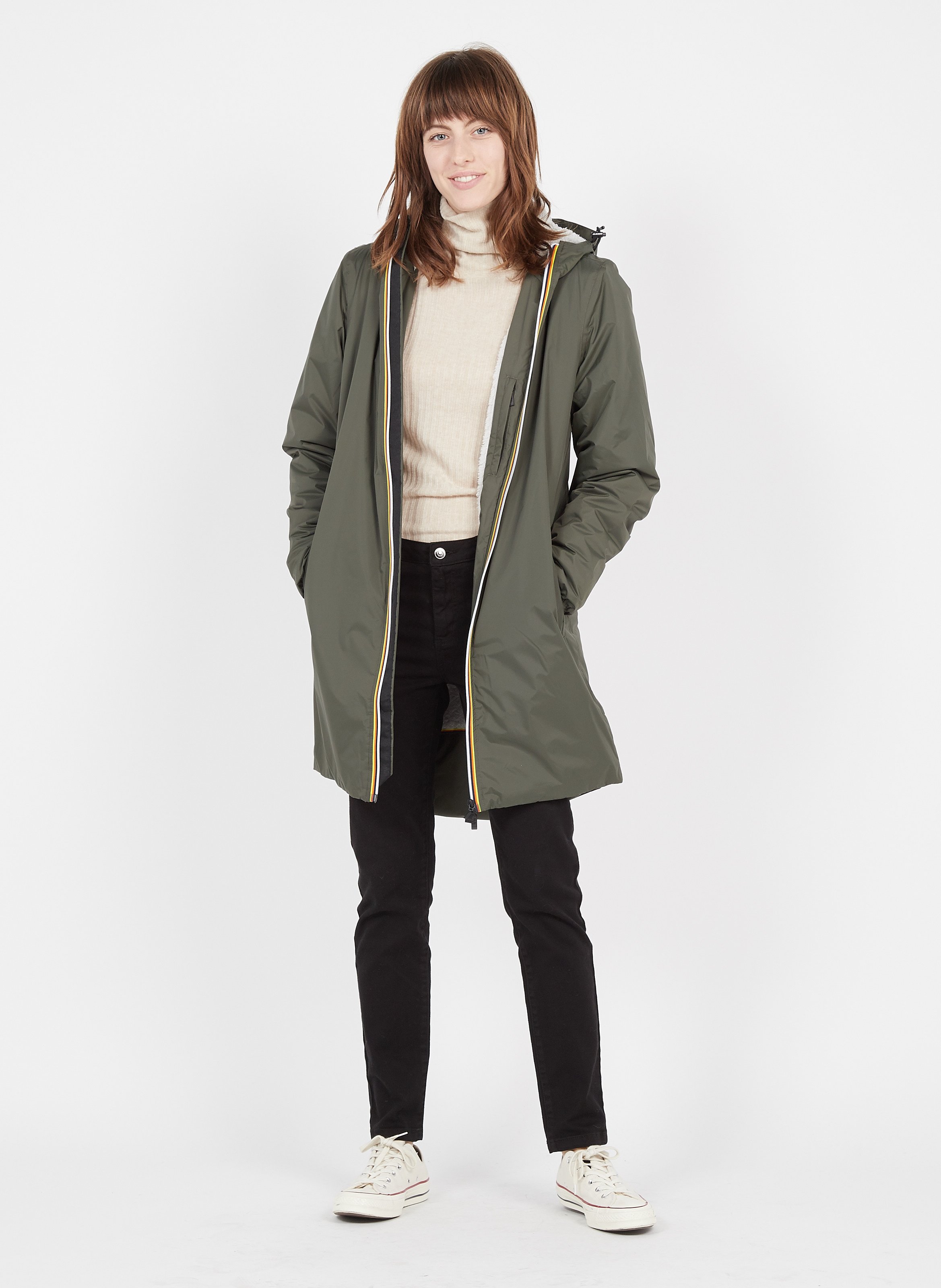khaki green rain jacket