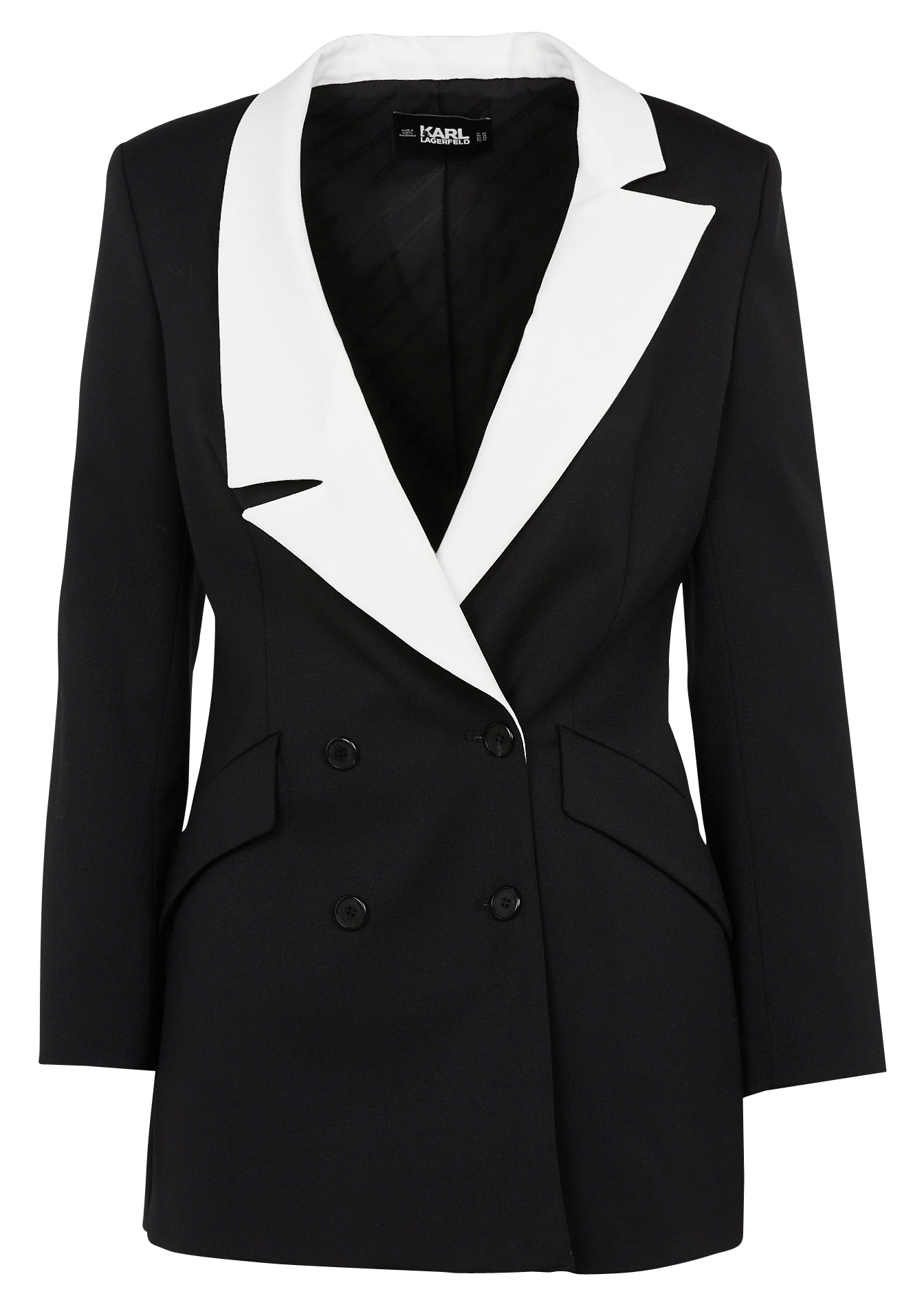 Long Crepe Jacket With Tailored Collar Black Karl Lagerfeld - Women | Place  des Tendances