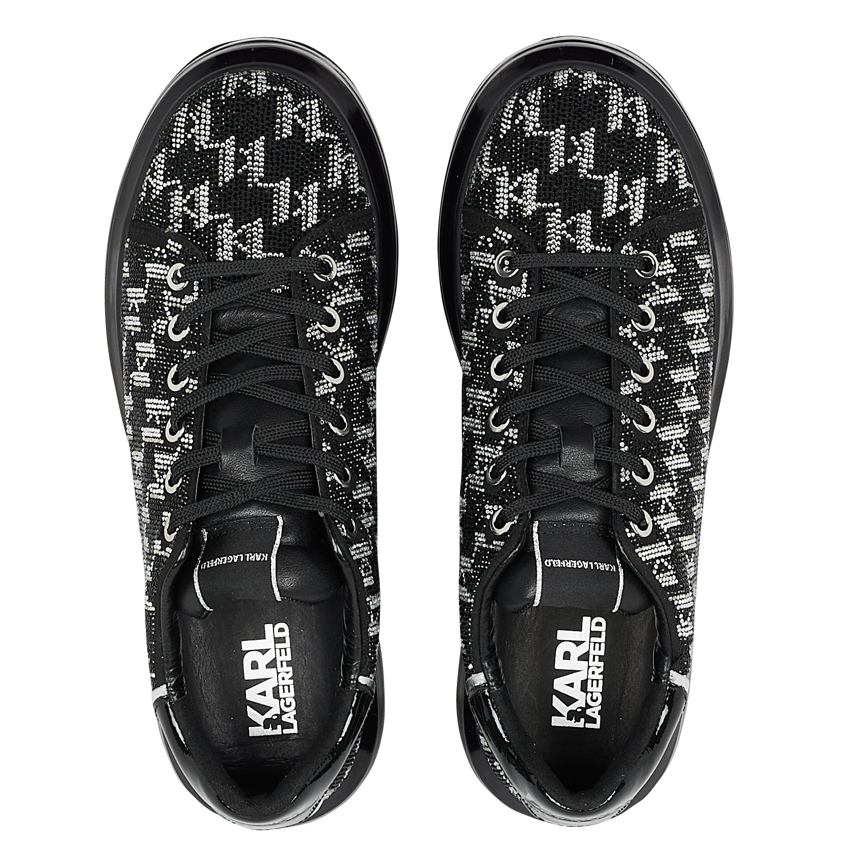 Low-top Rhinestone Sneakers Glitter Mix Blk W-silver Karl Lagerfeld - Women  | Place des Tendances
