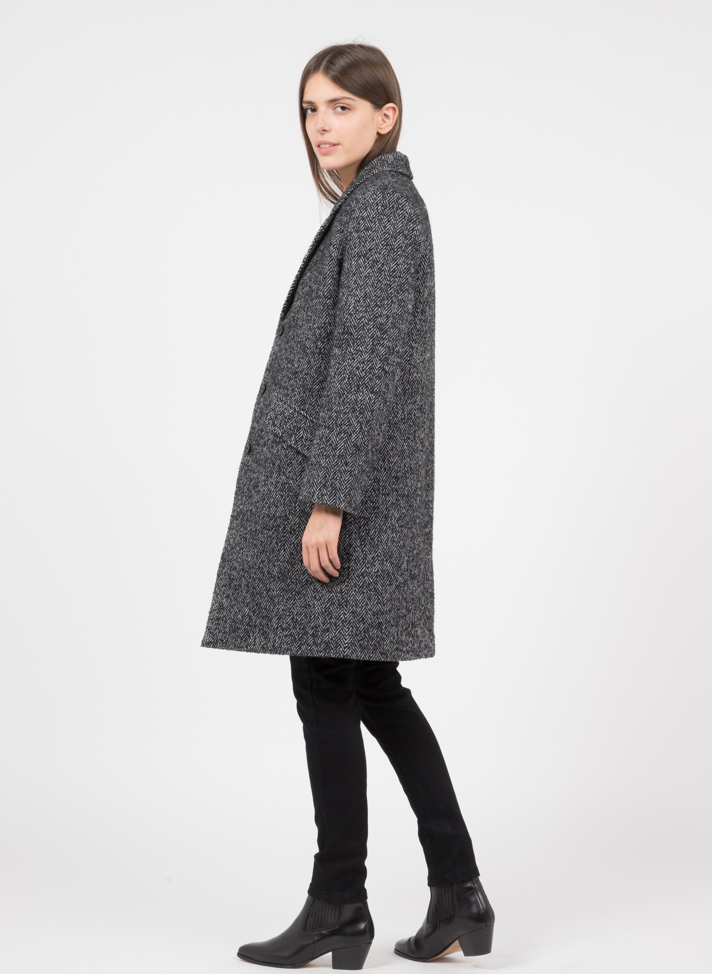 herringbone wool cashmere blend tailored jacket