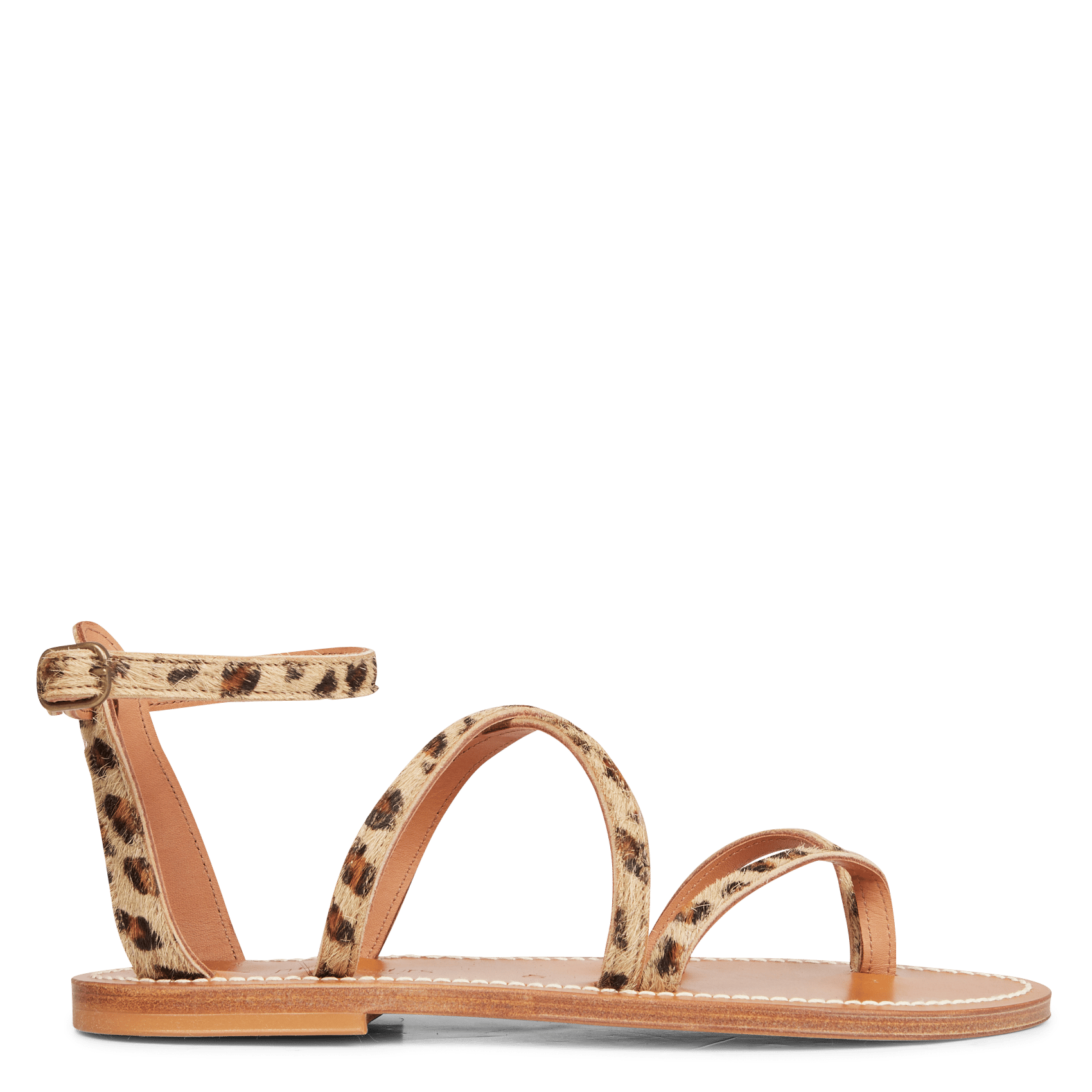 leopard print leather sandals