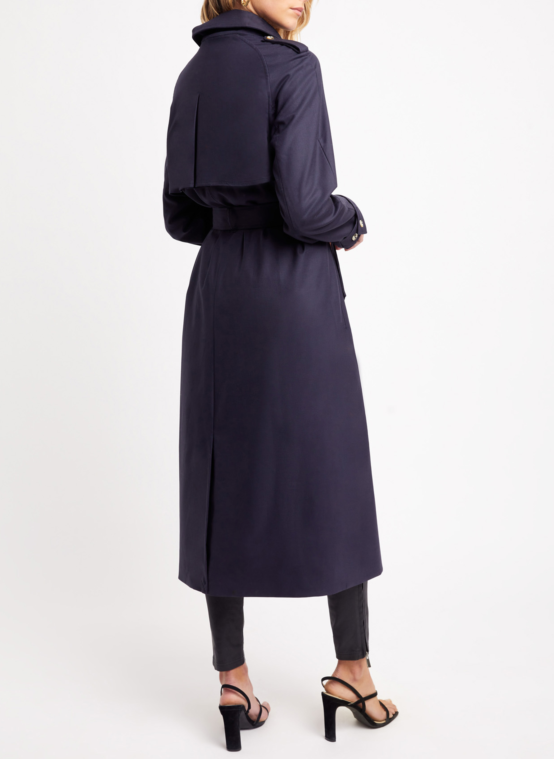 Belted Trench Coat With Tailored Collar Navy Kookai Women Place des