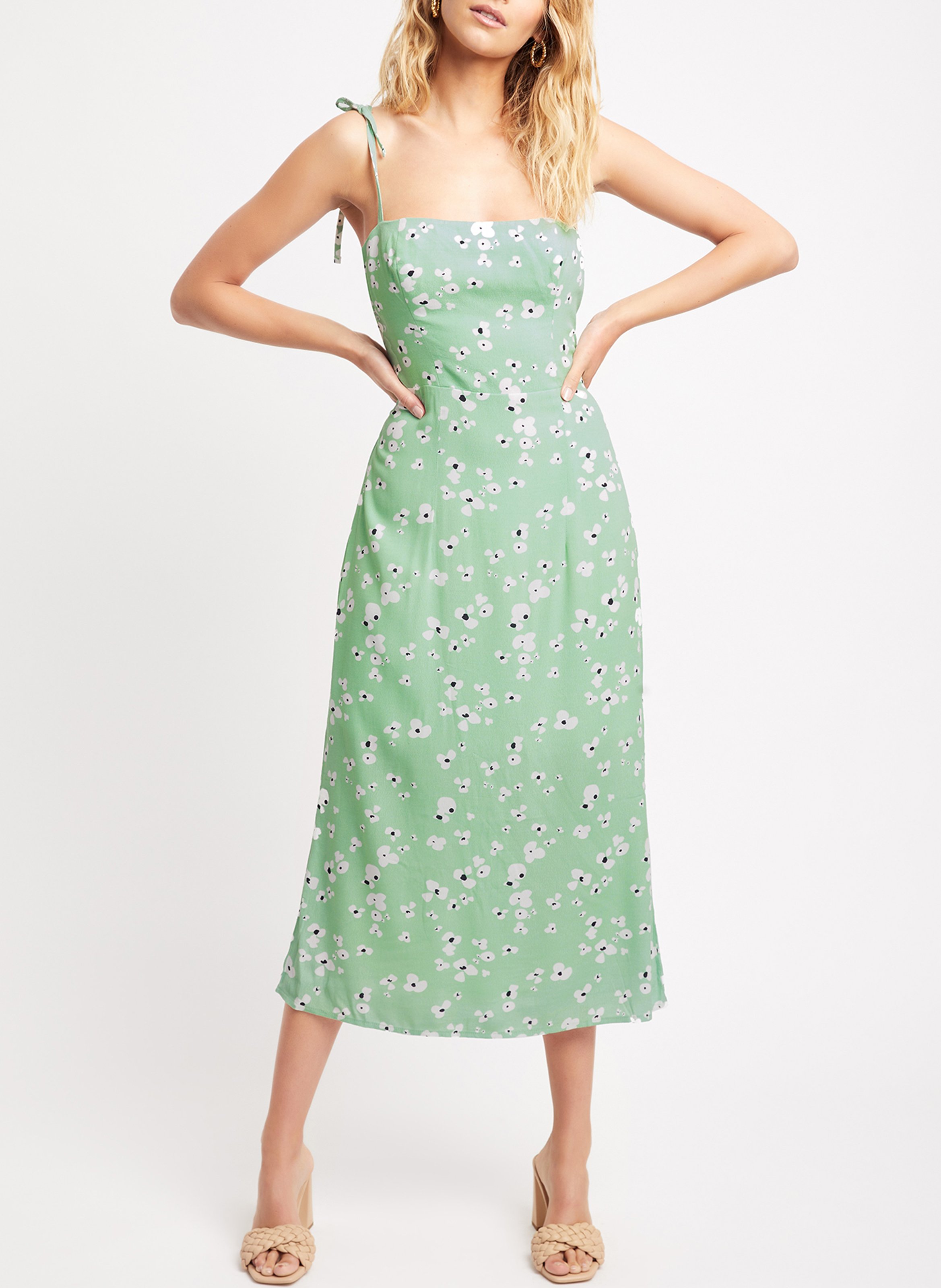 floral green midi dress