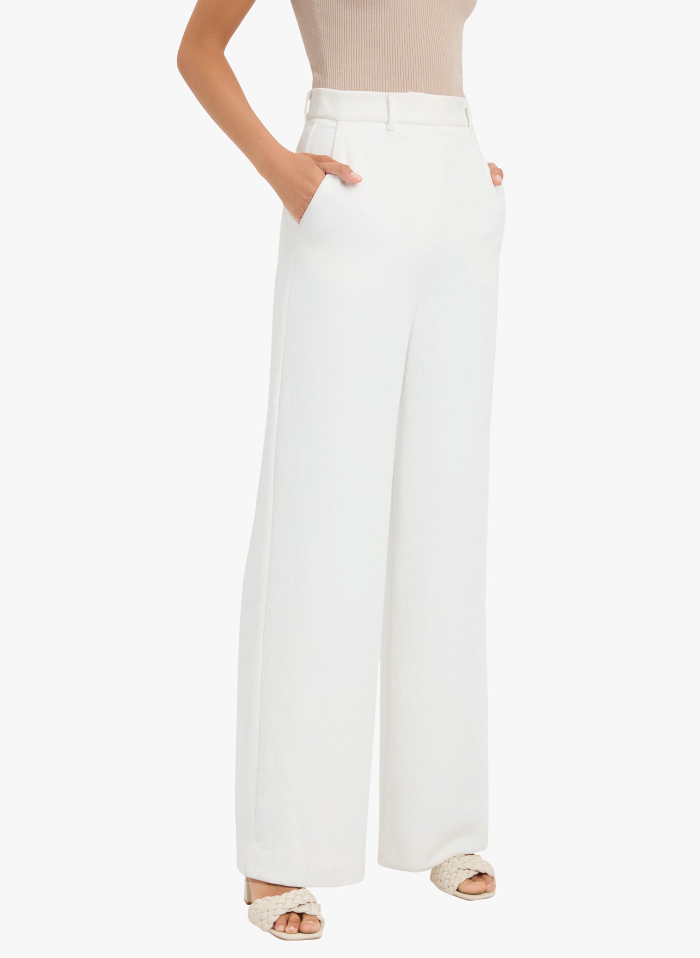 Sale High-waisted Wide-leg Crepe Pants 