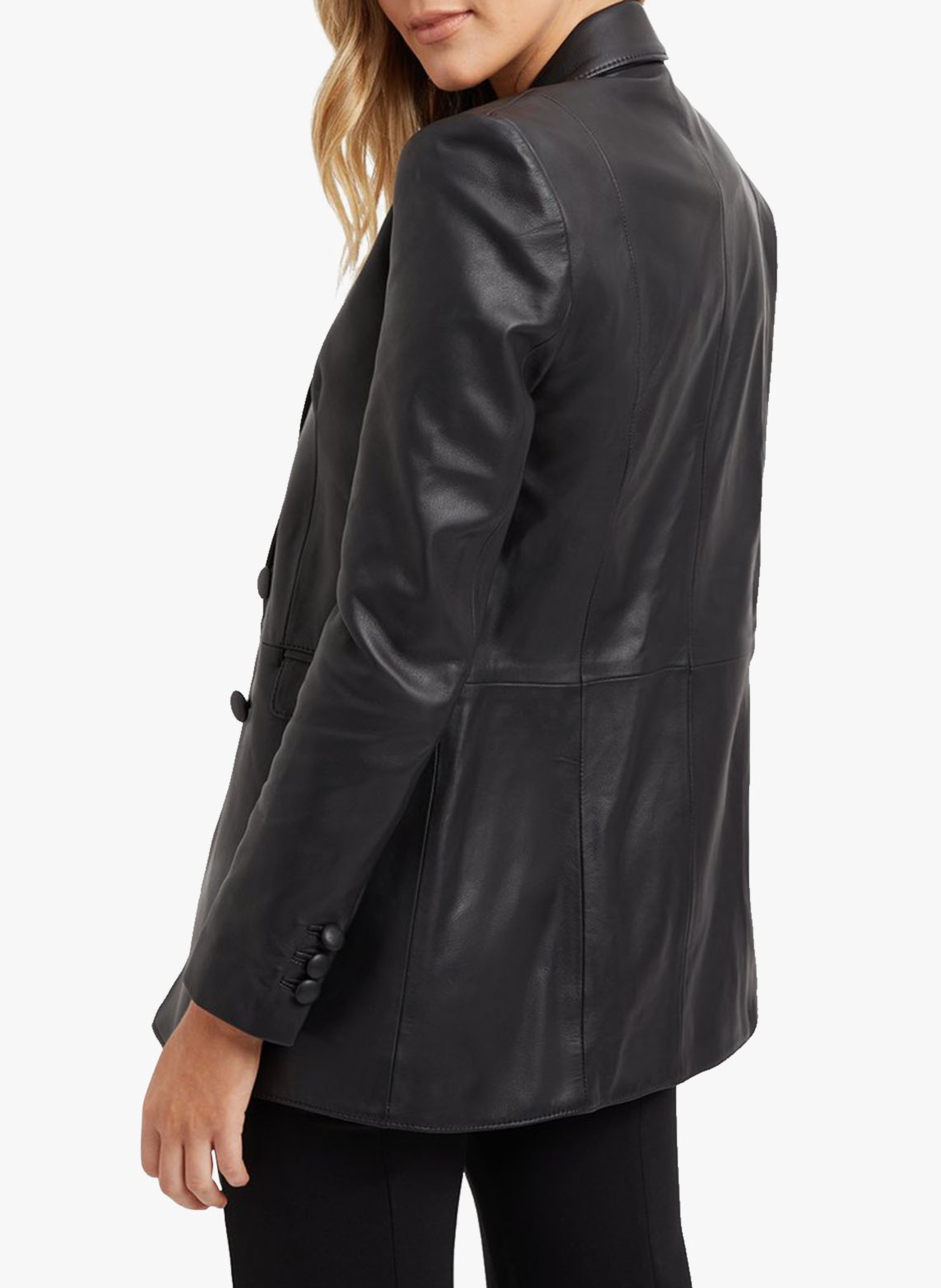 blazer with leather collar