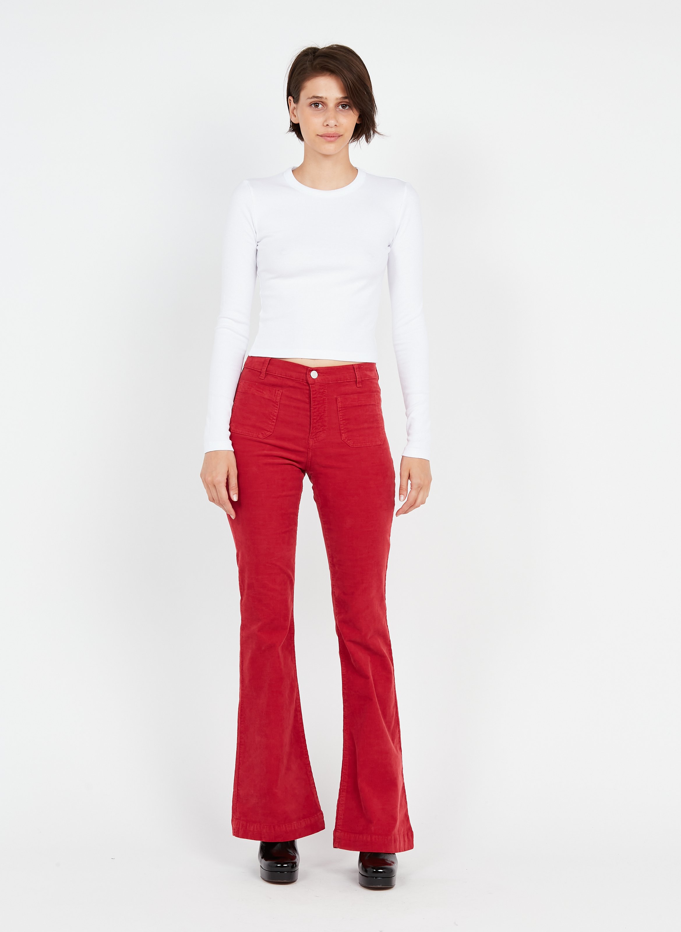 Berenice - Flared Cotton-Blend Pants - 40 Size - Red