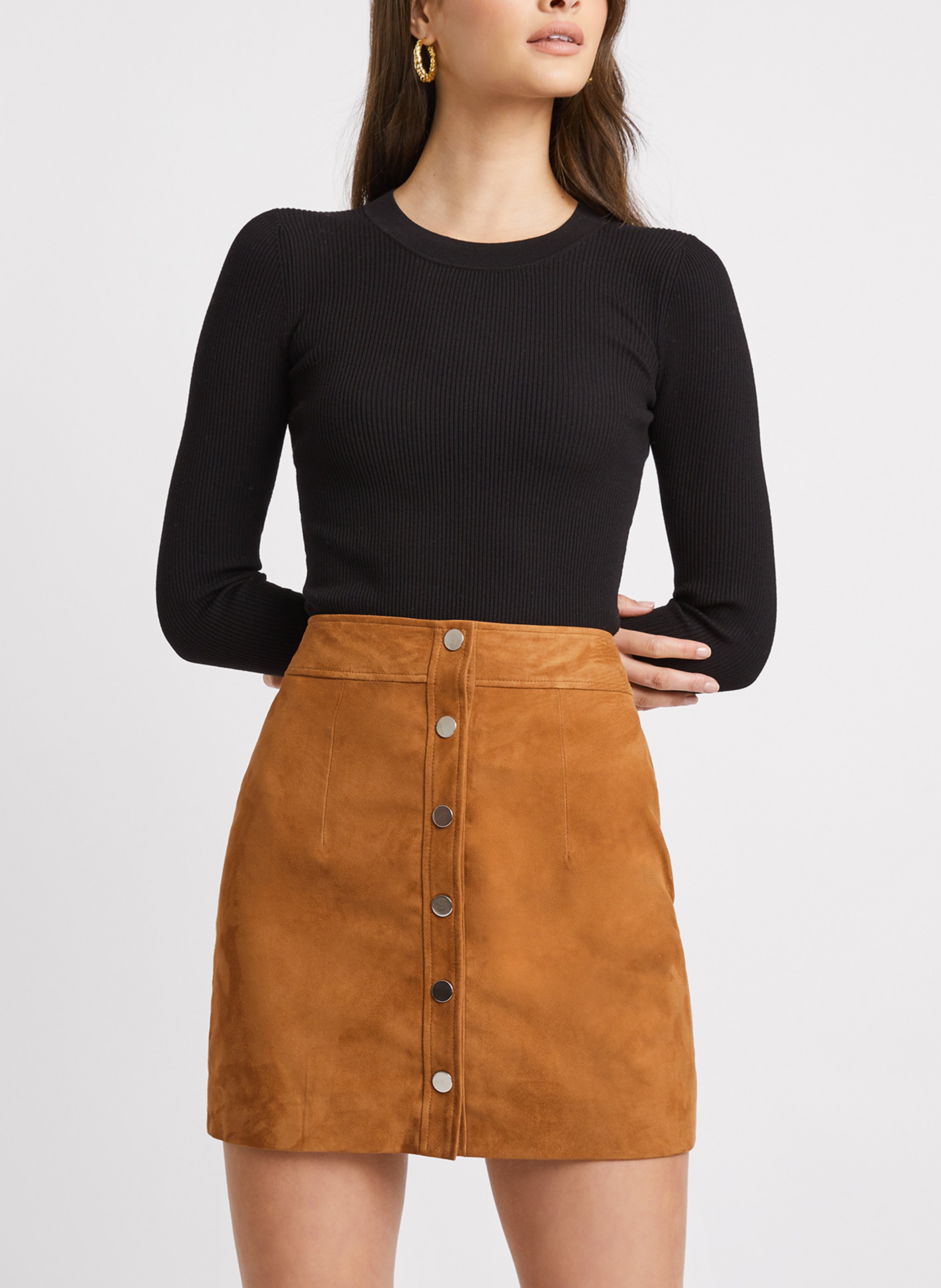 kookai black leather skirt