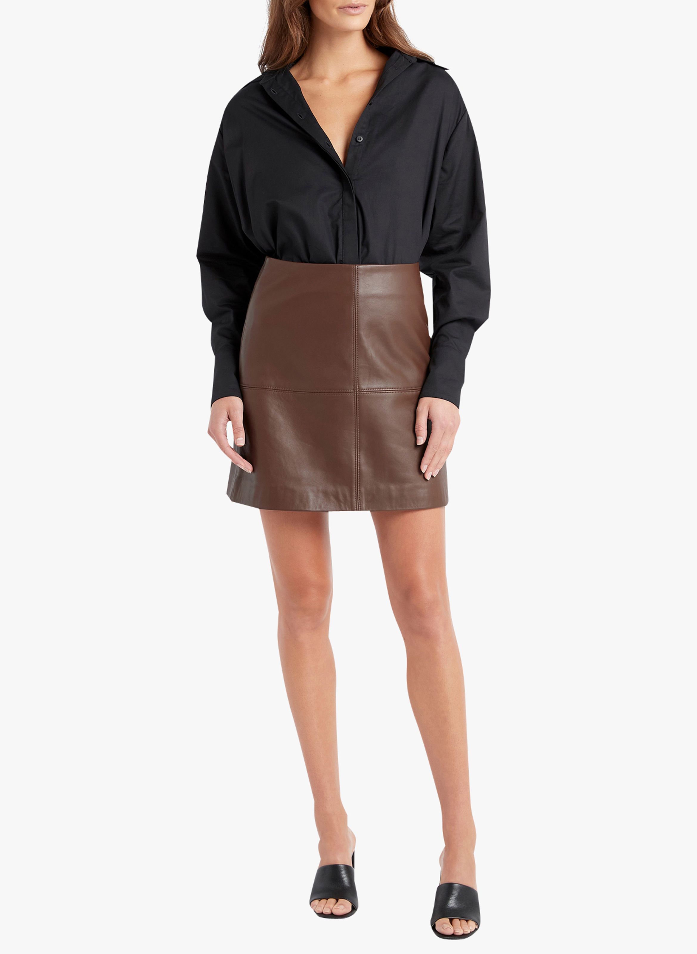 Short Leather Skirt Chocolat Kookai 