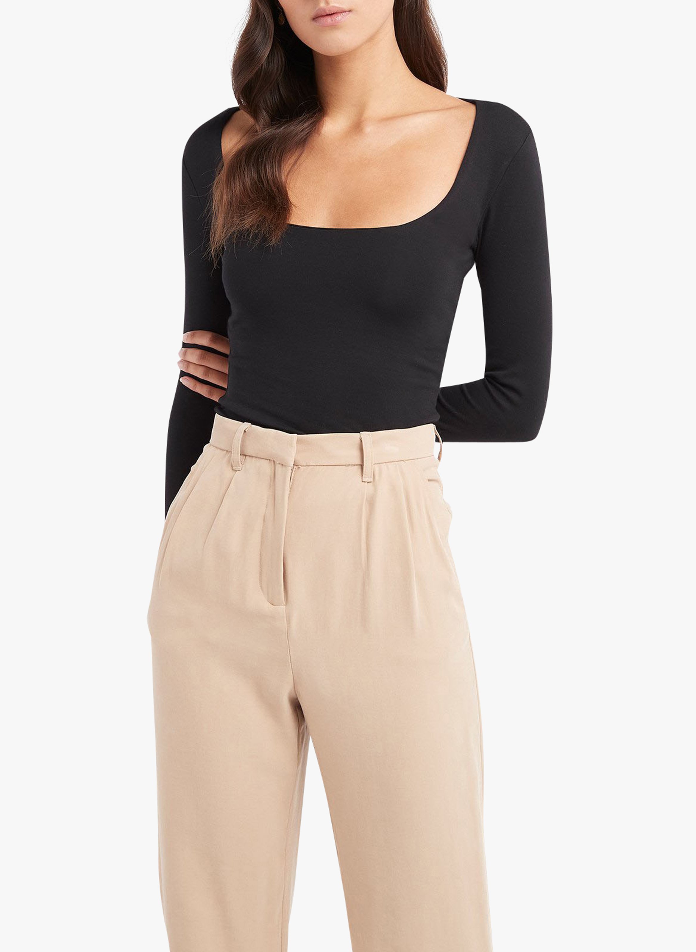 Sale Square-neck Stretch Cotton T-shirt 