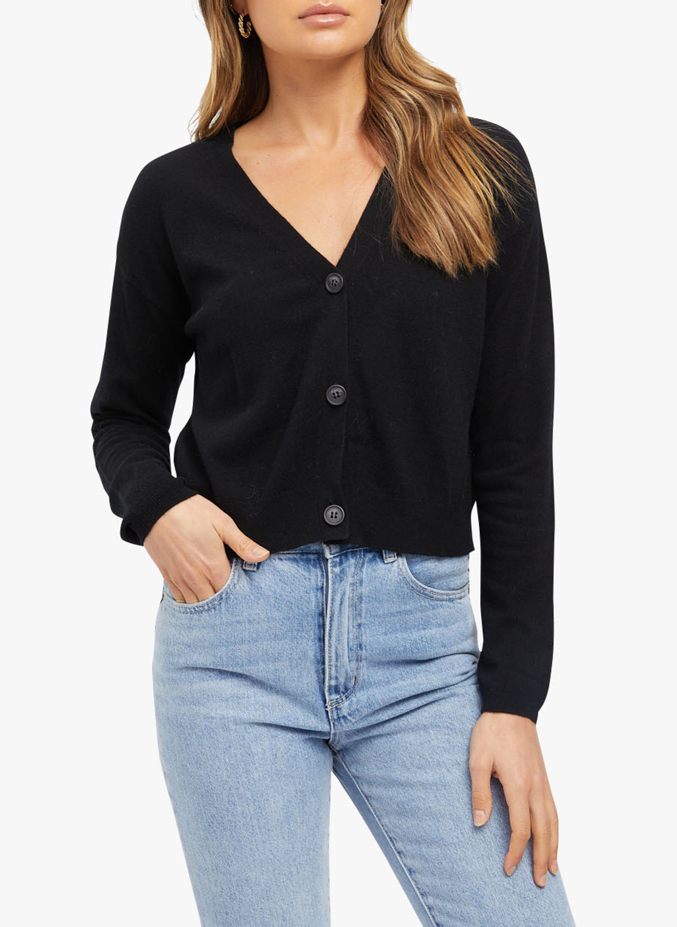 V-neck Wool And Cashmere Cardigan Noir 