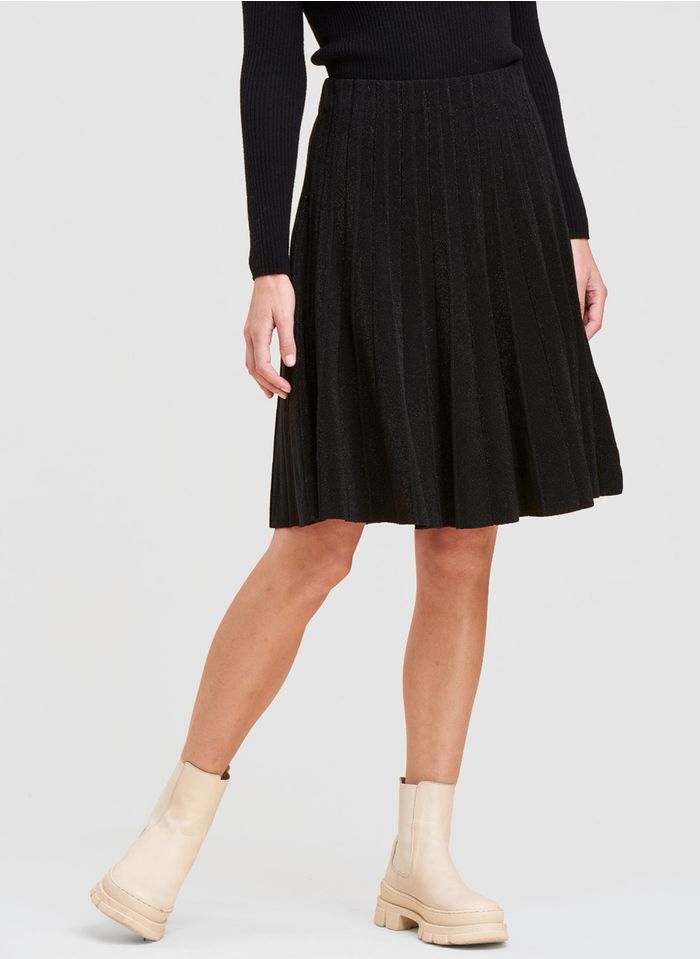 LA FEE MARABOUTEE Black A-line pleated skirt