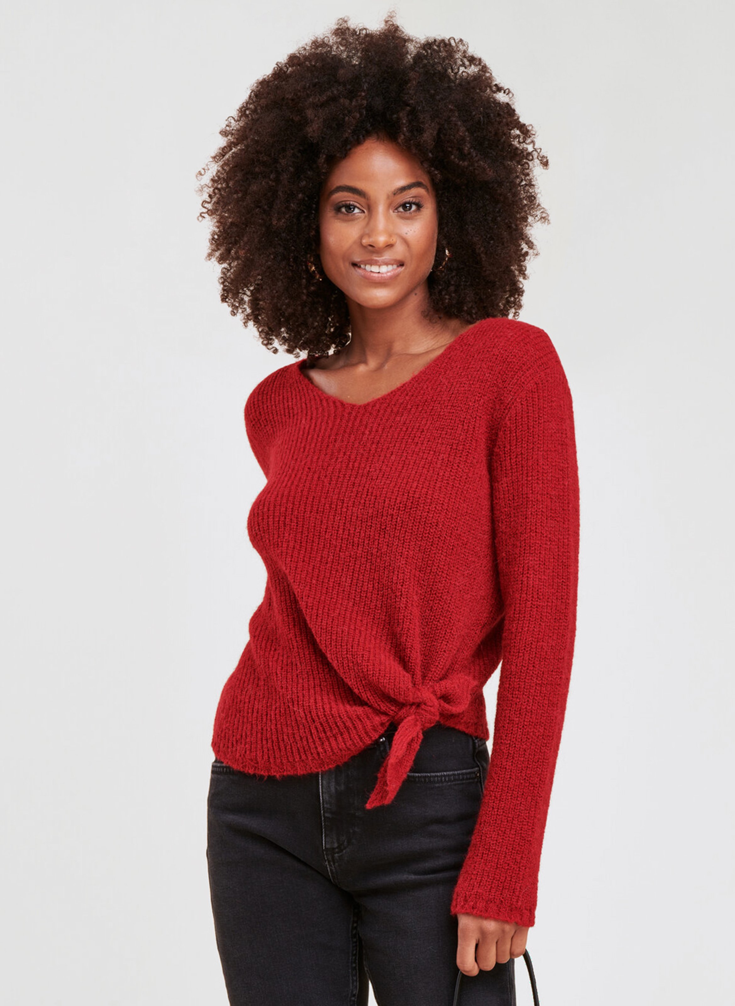 Knit Tie Sweater Grenat La Fee 