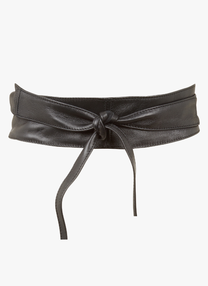 LA FEE MARABOUTEE Black Leather tie belt