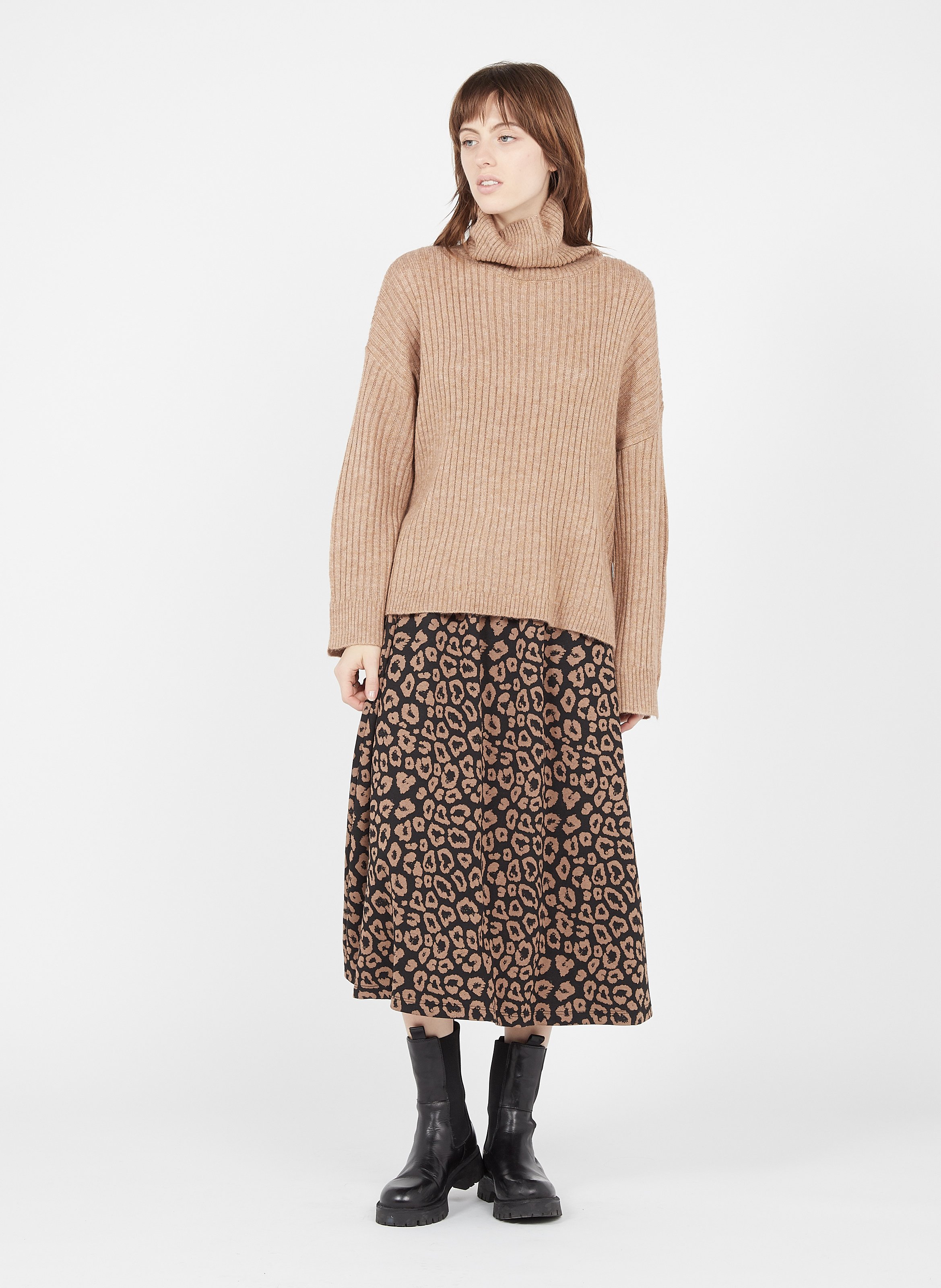 knit leopard skirt