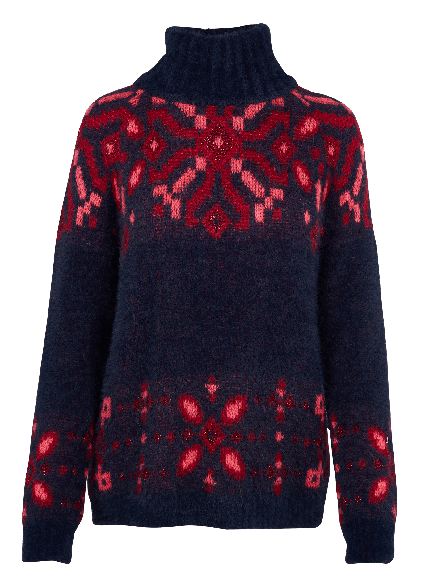 Printed Turtleneck Sweater Bleu Encre 