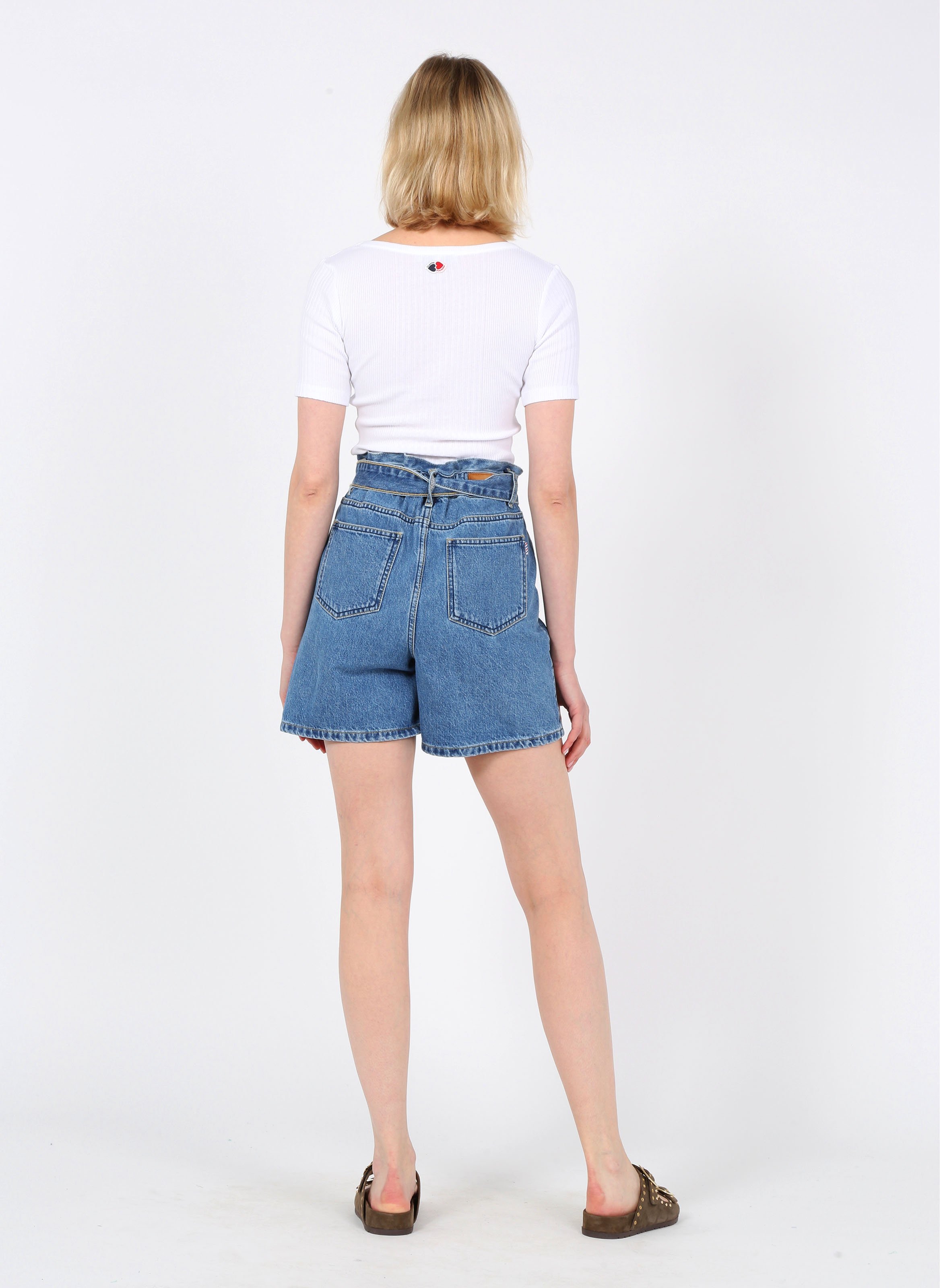 Sale High-waisted Denim Shorts Double 