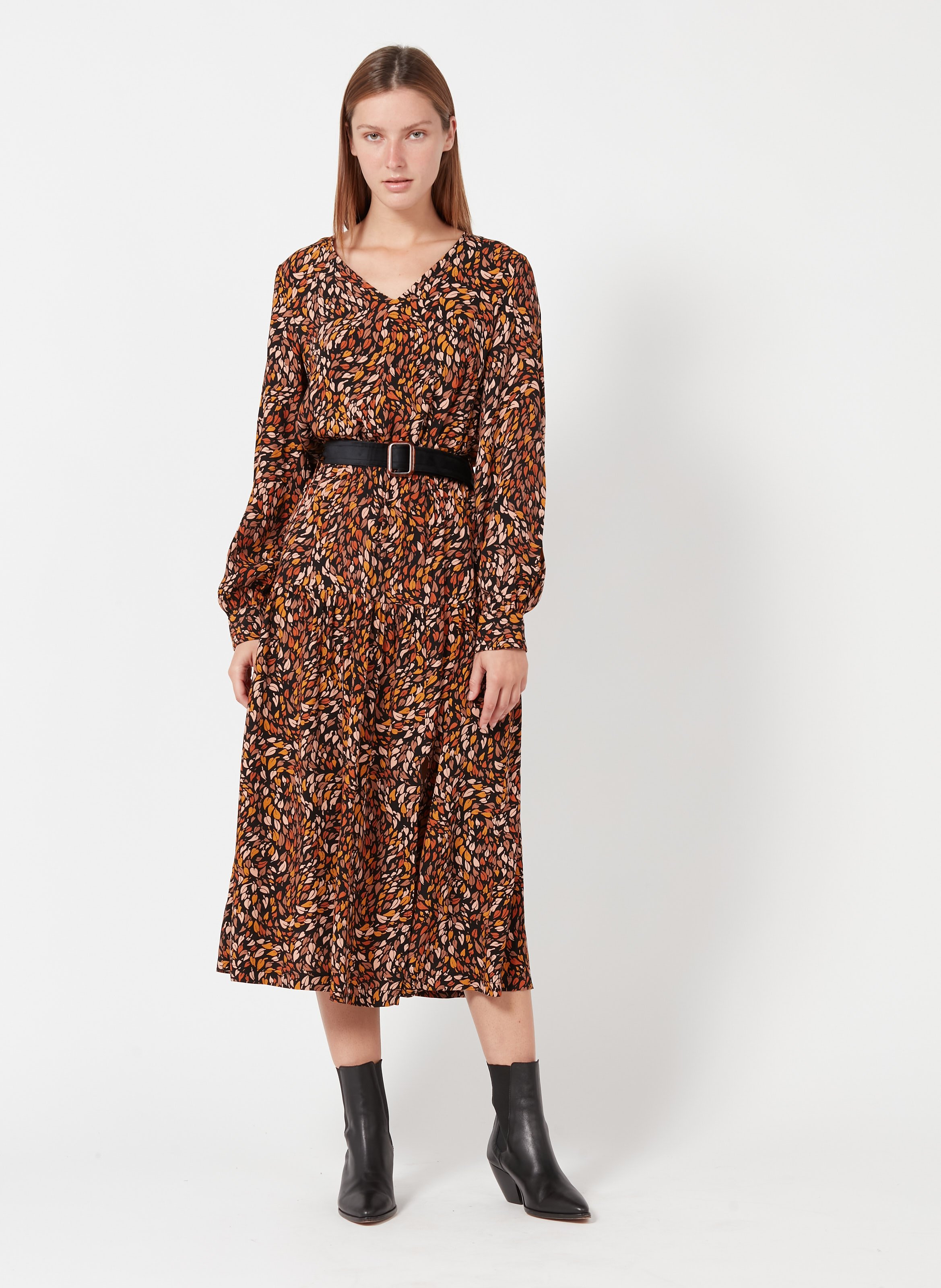 feuille embroidered tunic dress