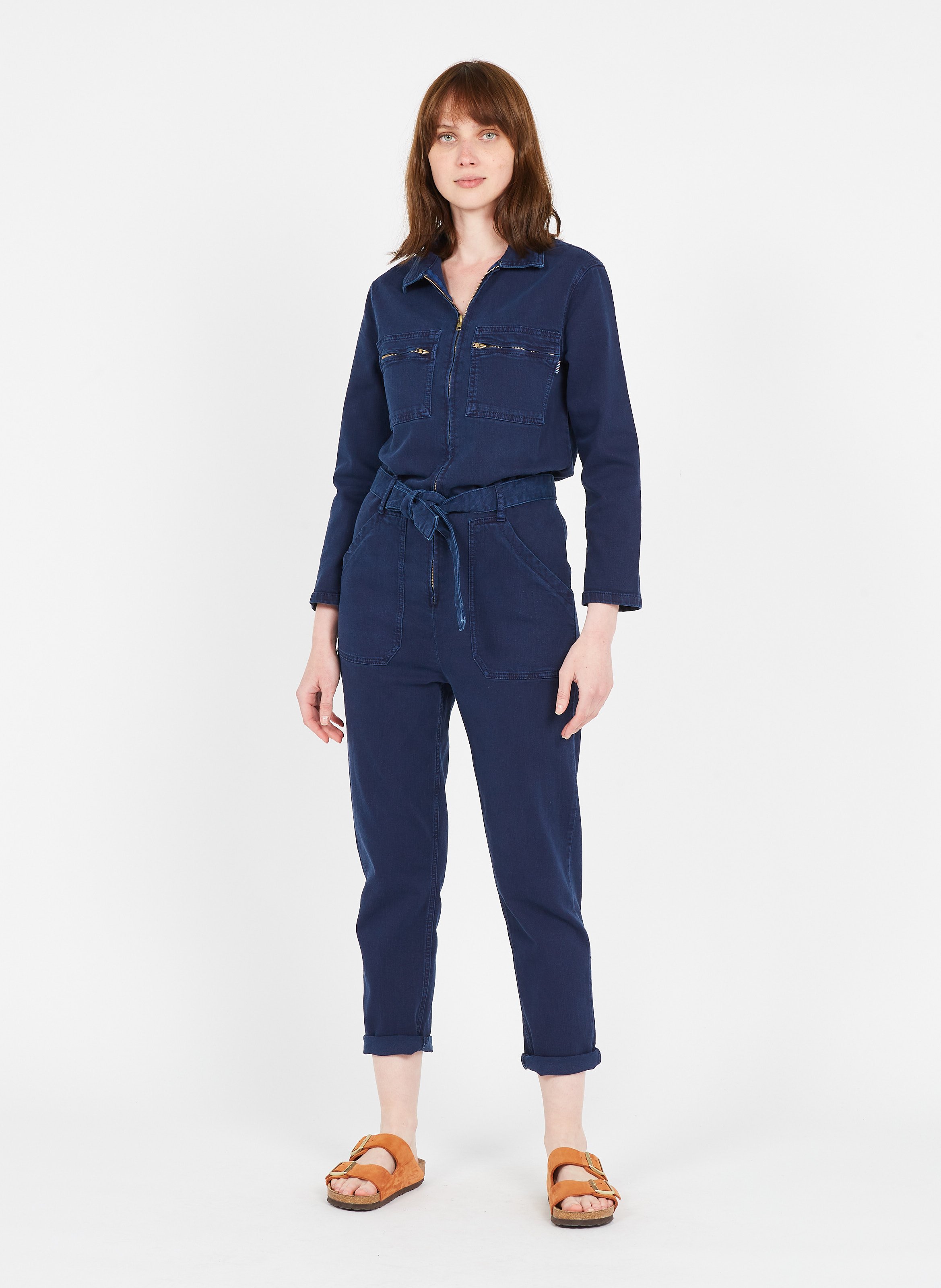 petite denim jumpsuit