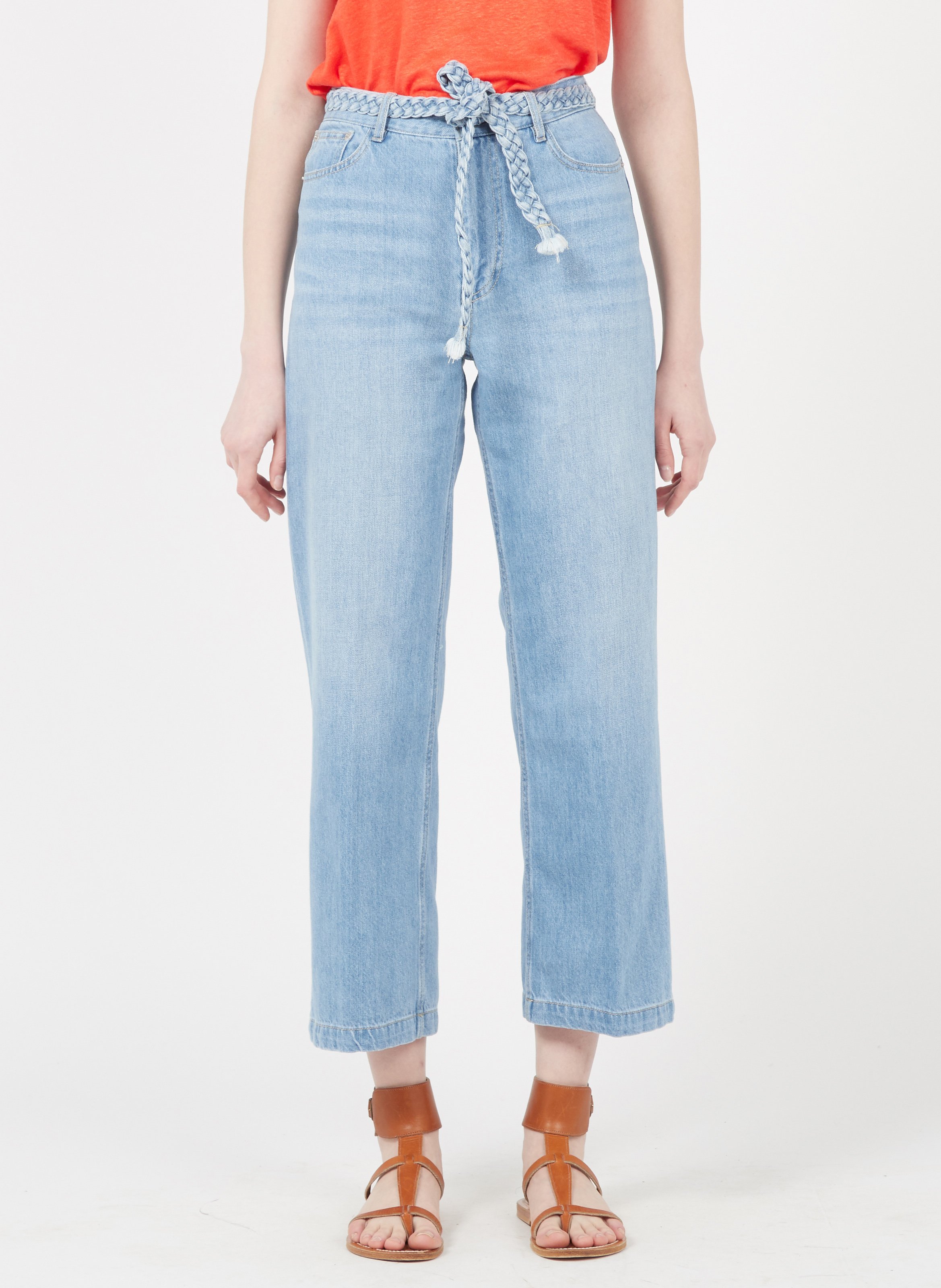 Belted High-rise Wide-leg Jeans In 01 Lab Dip - Women | Place des Tendances