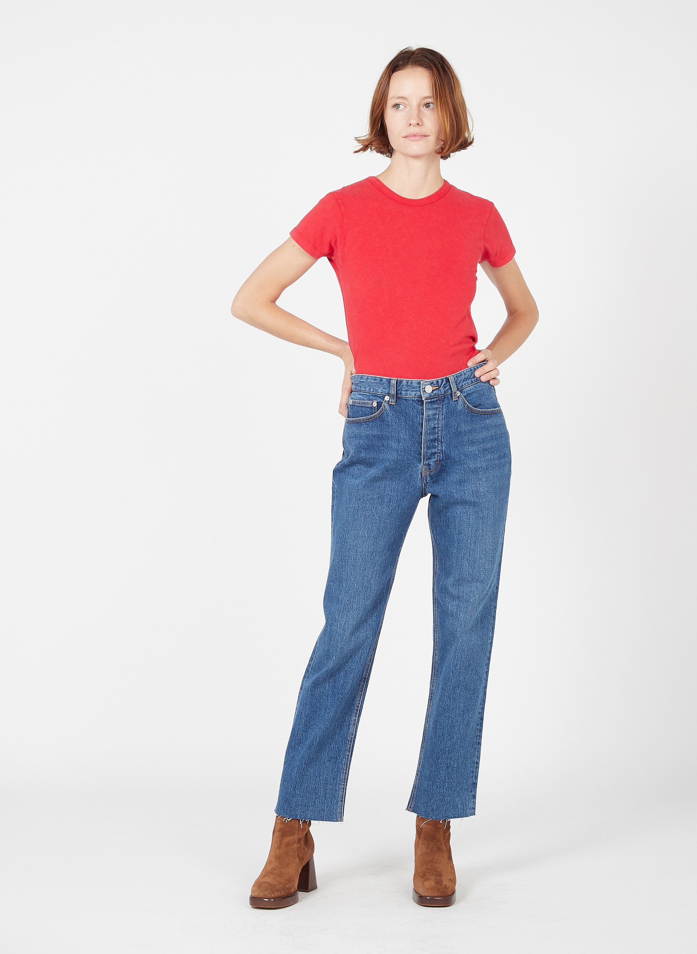 Straight Jeans Mid Blue In 30 Lab Dip - Women | Place des Tendances